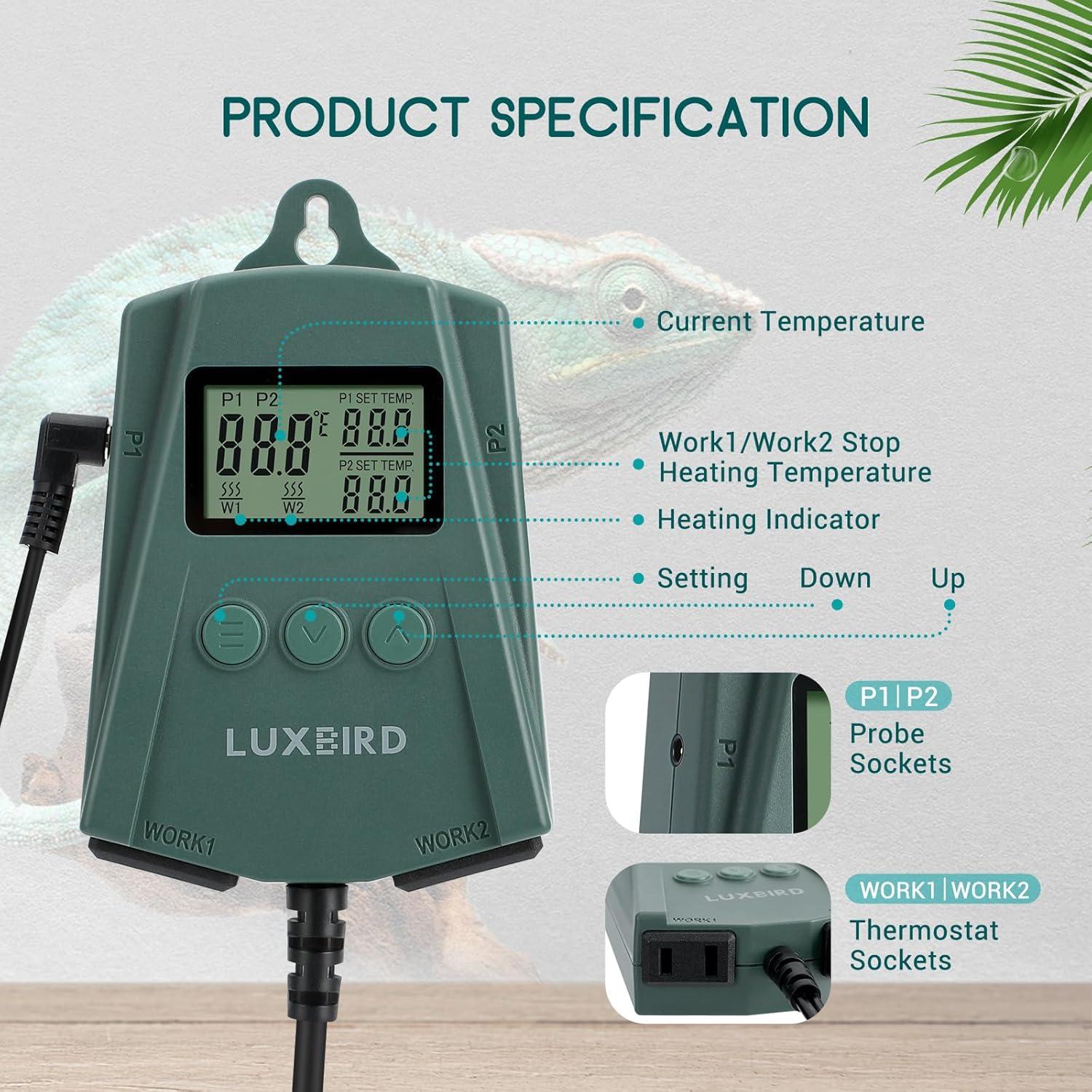 Almohadilla Térmica para Reptiles Luxbird 20x30 cm con Termostato