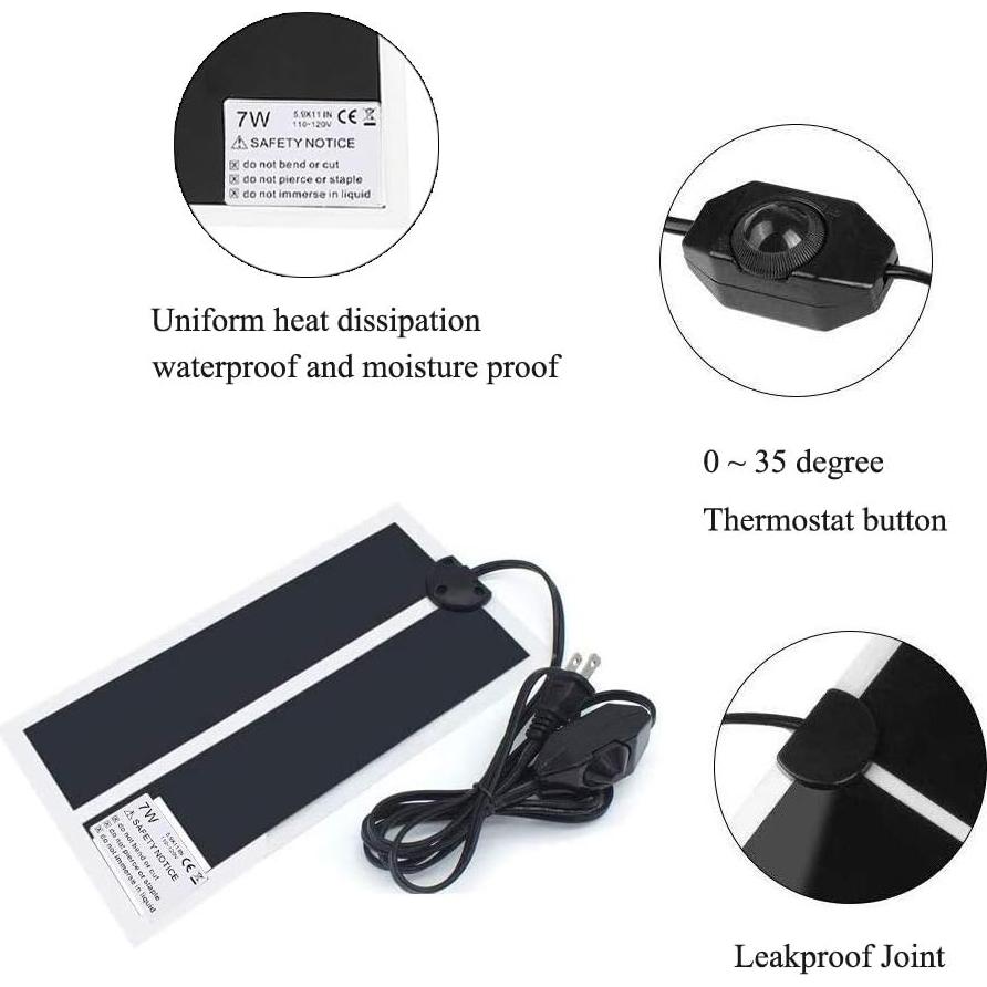 Almohadilla Térmica para Reptiles KABASI 2PCS 7W Impermeable