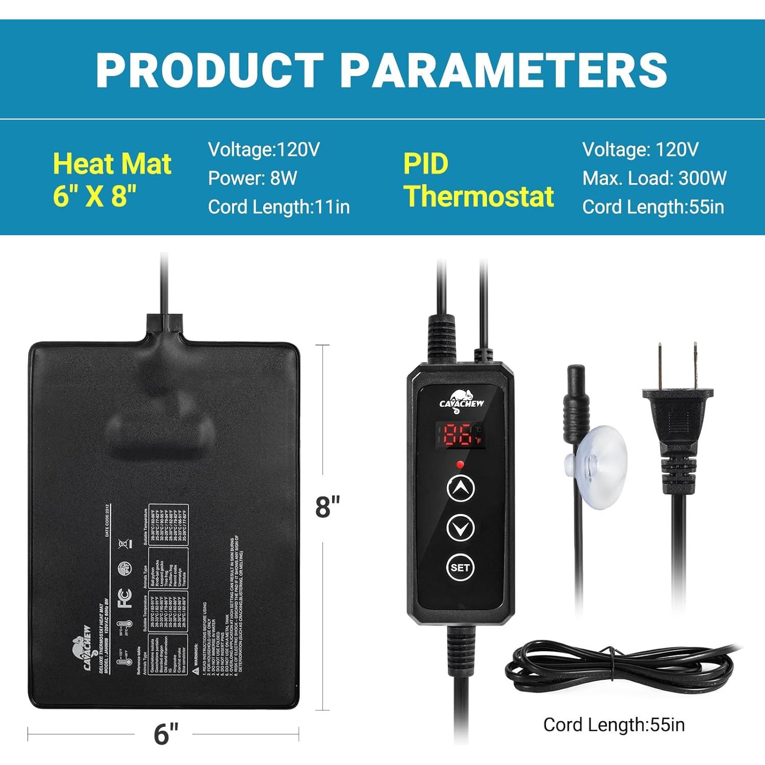 Almohadilla Térmica CAVACHEW 15x20 cm 8W con Termostato