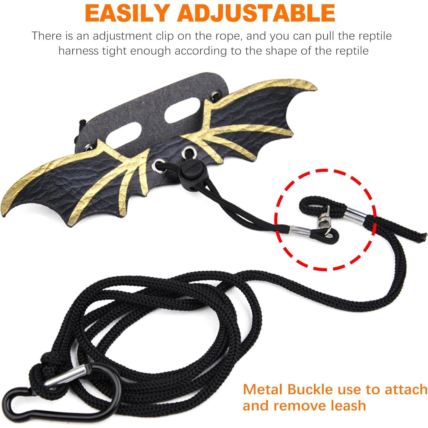 Correa y Arnés Ajustable para Dragón Barbudo ZukoCert Negro