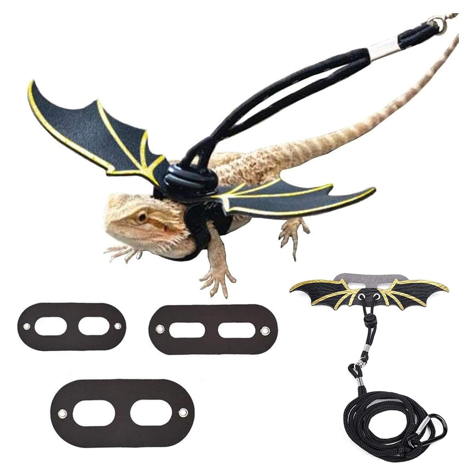 Arnés Ajustable para Lagarto Dragón Barbudo con Alas de Cuero