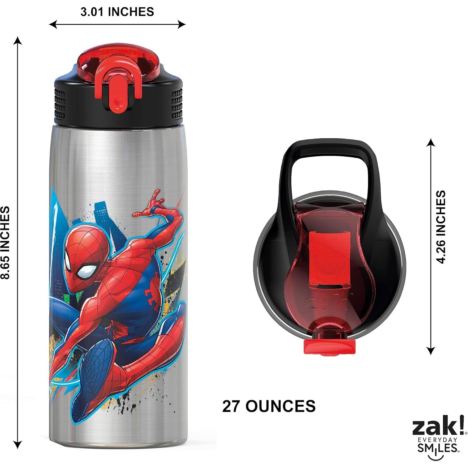 Botella de Agua Inoxidable 27oz Zak Spider-Man con Popote