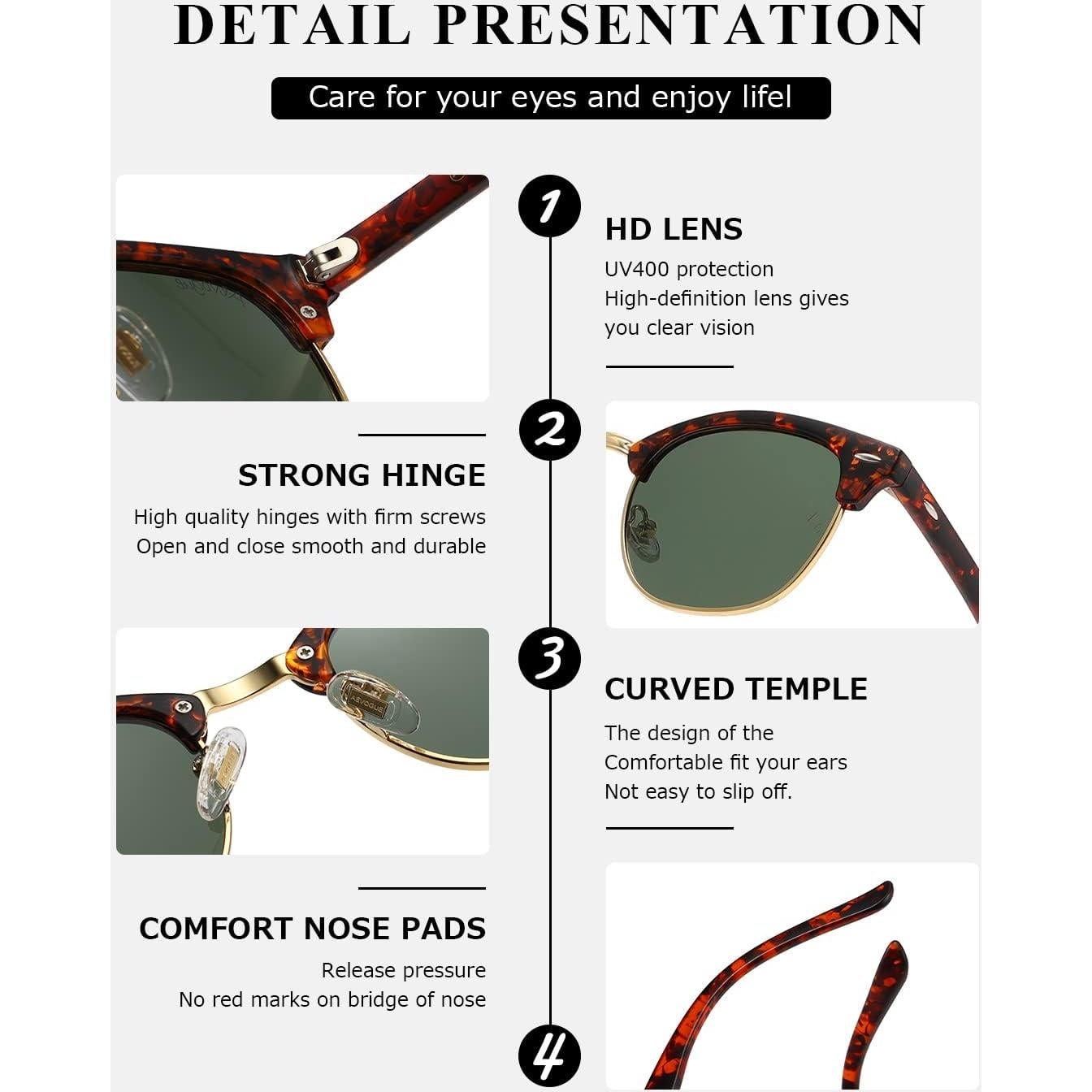 Gafas de sol AEVOGUE Vision UV400 unisex retro semi sin montura