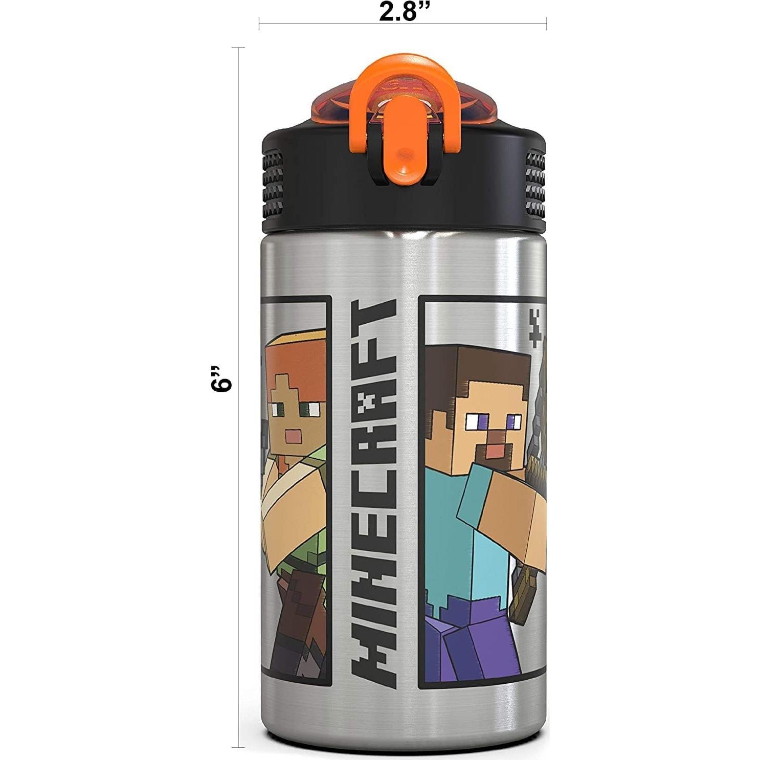 Botella de Agua Inoxidable Zak Minecraft 457 ml con Asa