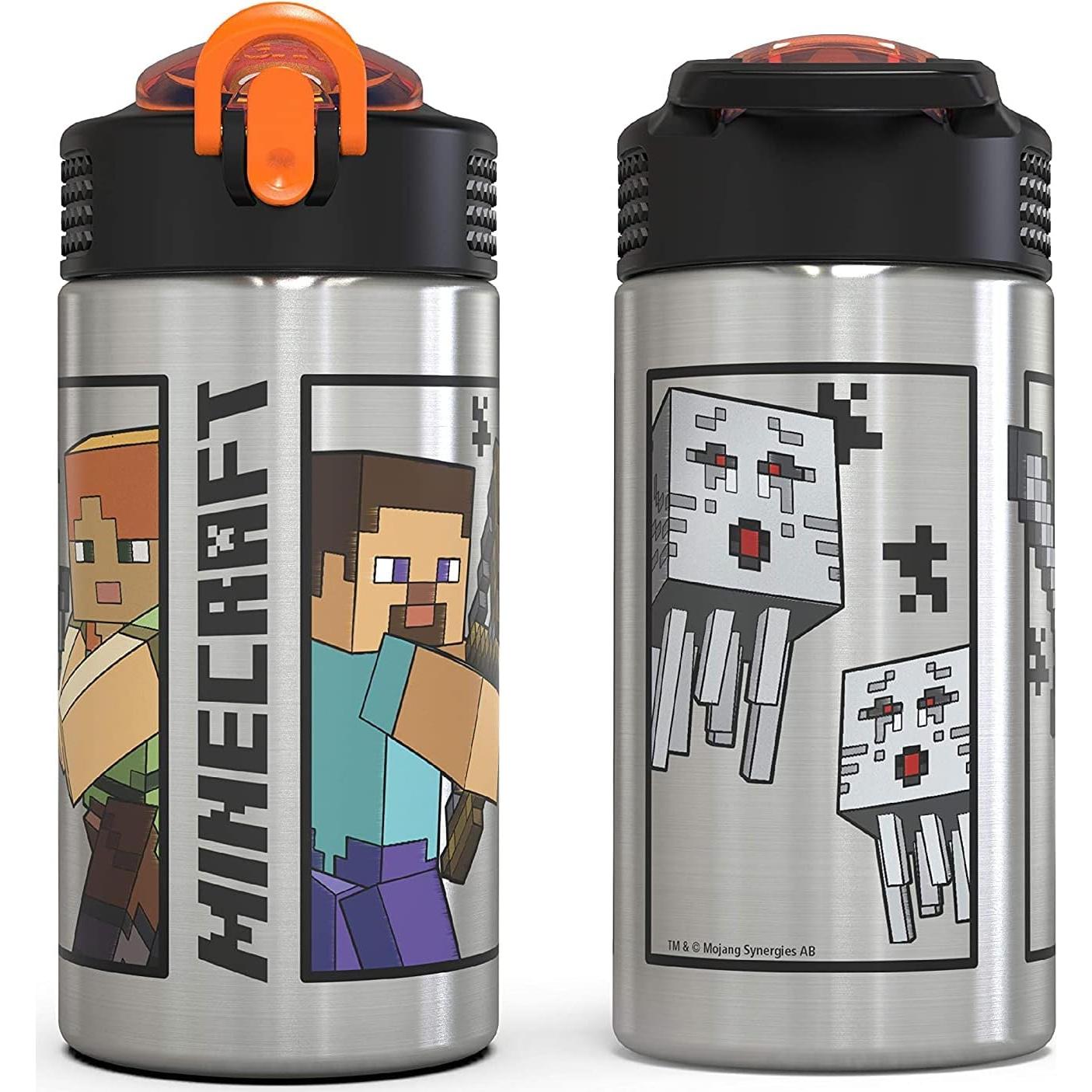 Botella de Agua Inoxidable Zak Minecraft 457 ml con Asa