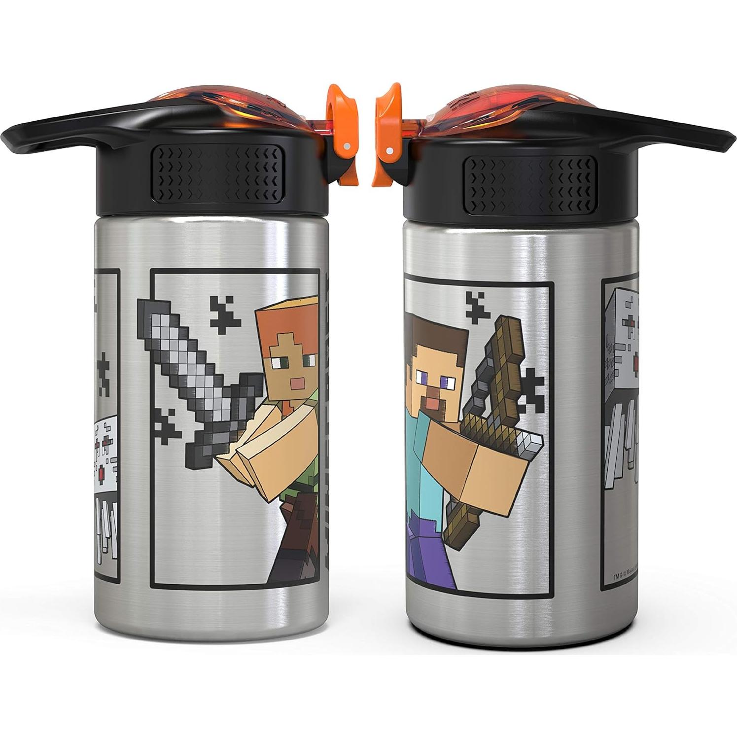 Botella de Agua Inoxidable Zak Minecraft 457 ml con Asa