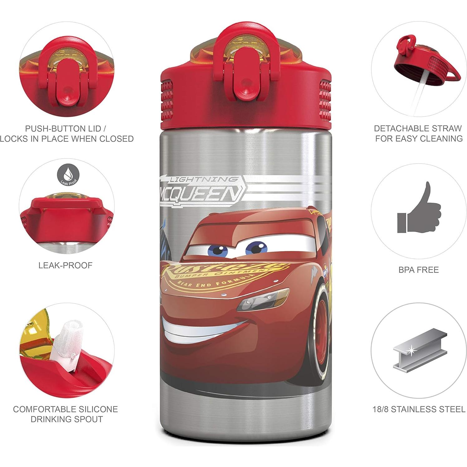 Botella de Agua Zak Designs Cars 3 15.5 oz Acero Inoxidable