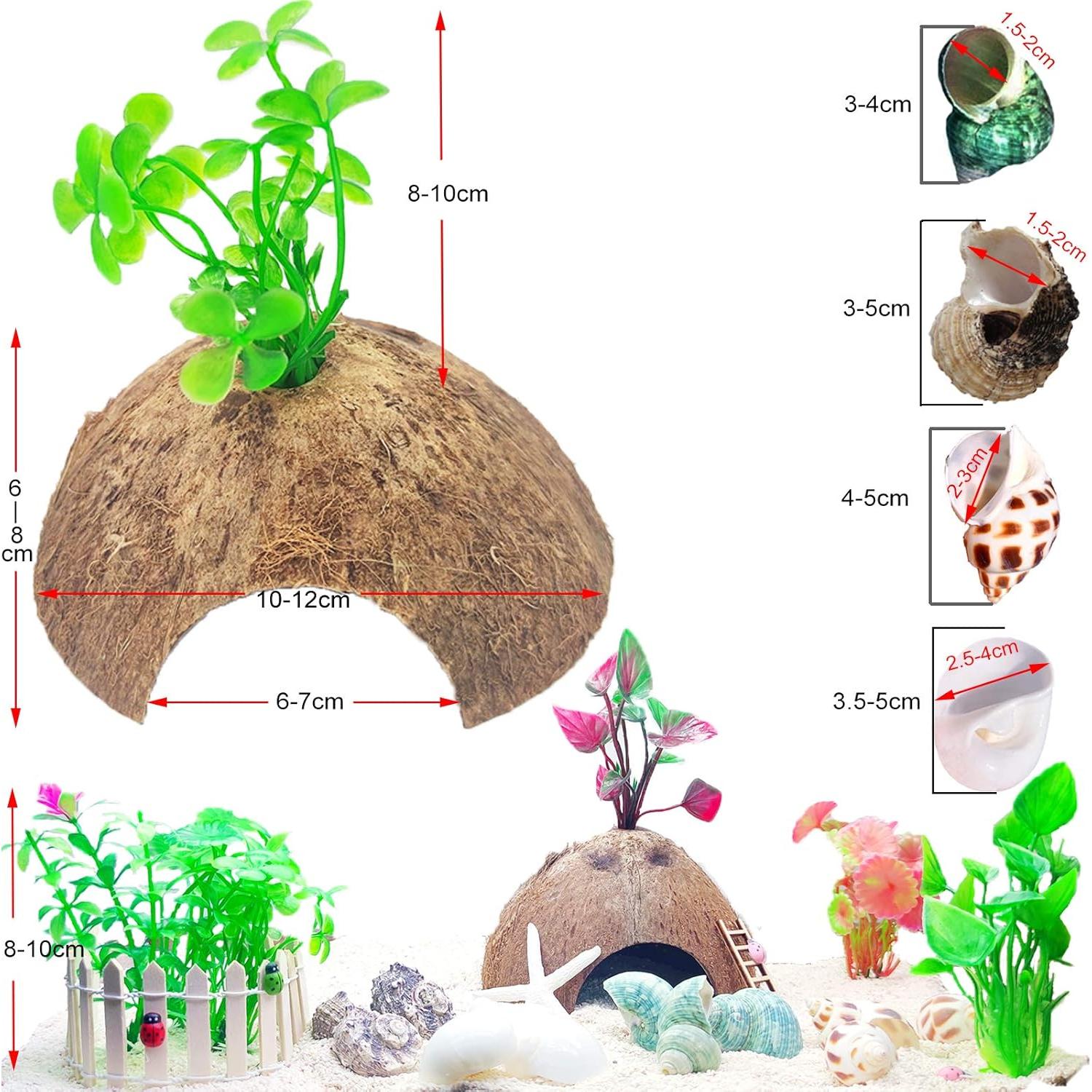 Accesorios para Cangrejo Ermitaño Sinkoo 19 PCS Coco y Plantas