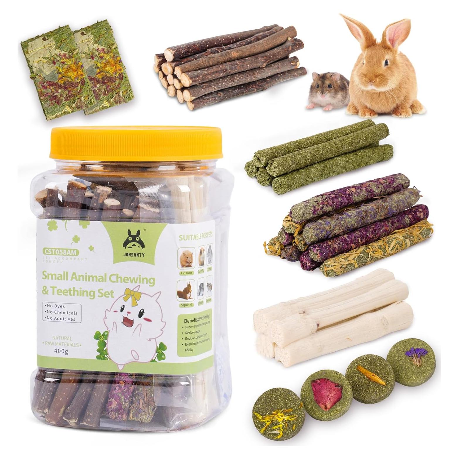 Juguetes Naturales para Roer Conejos y Cobayas JONSANTY 50-60 Piezas