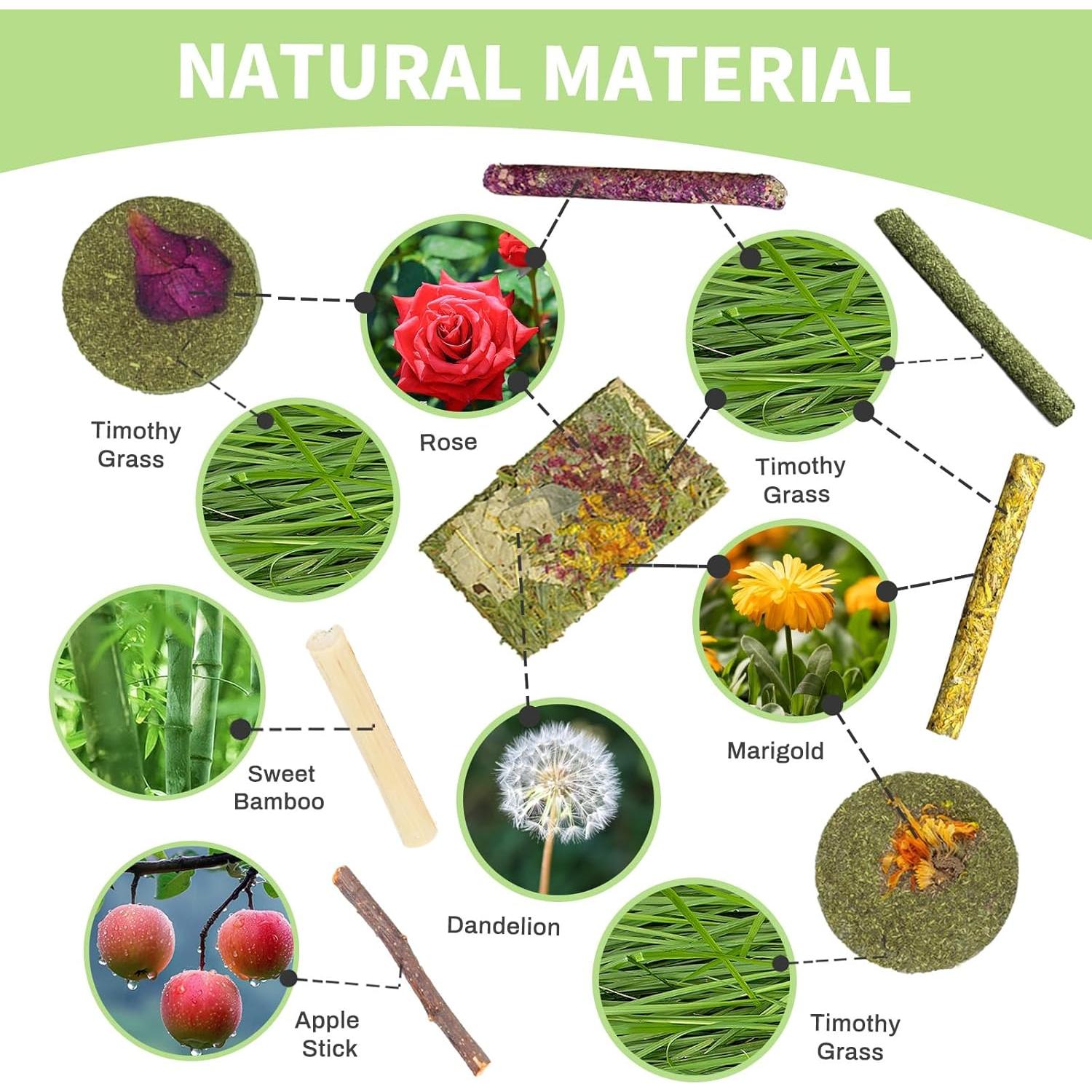 Juguetes Naturales para Roer Conejos y Cobayas JONSANTY 50-60 Piezas