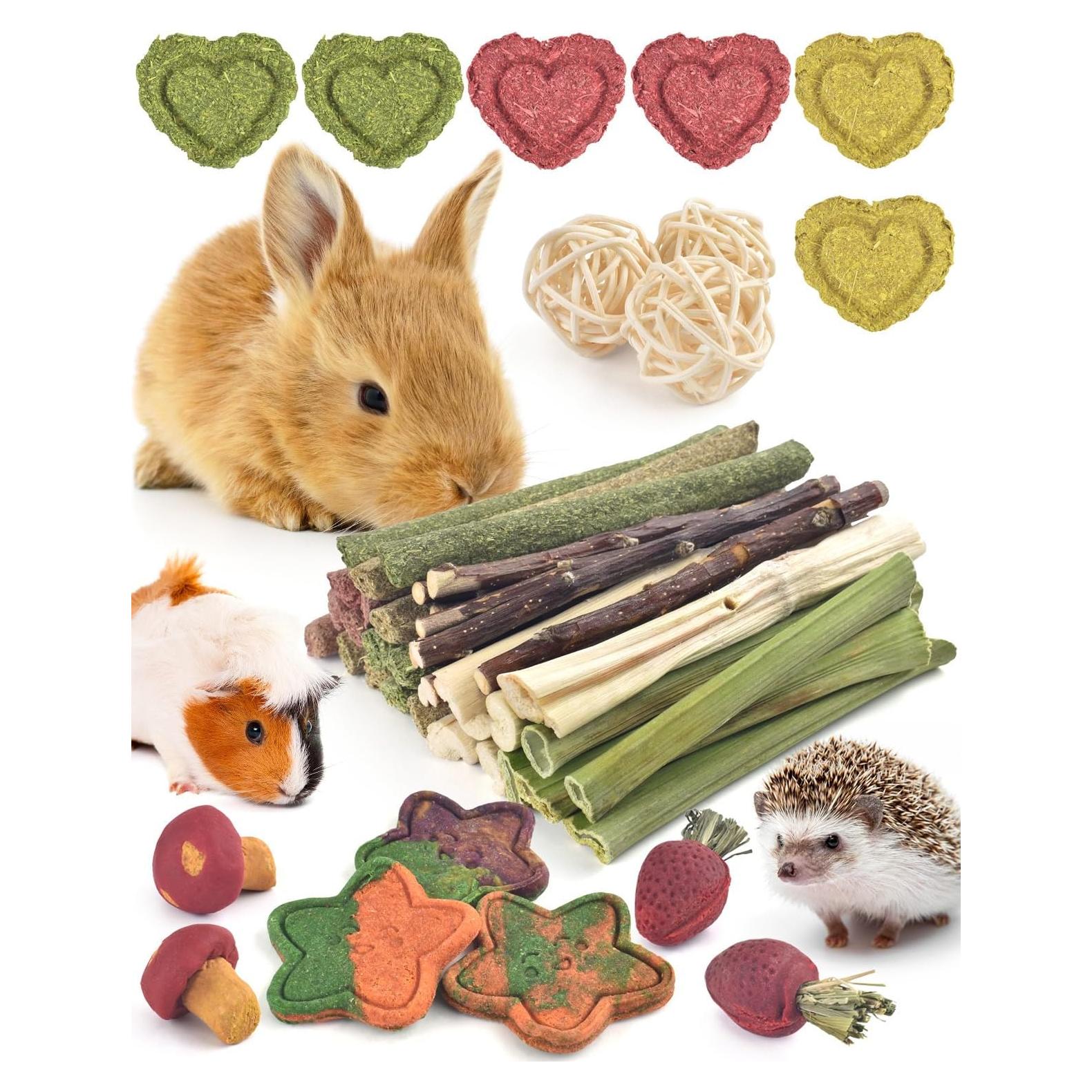 Juguetes para Masticar ERKOON 53 Piezas para Conejos y Hámsters