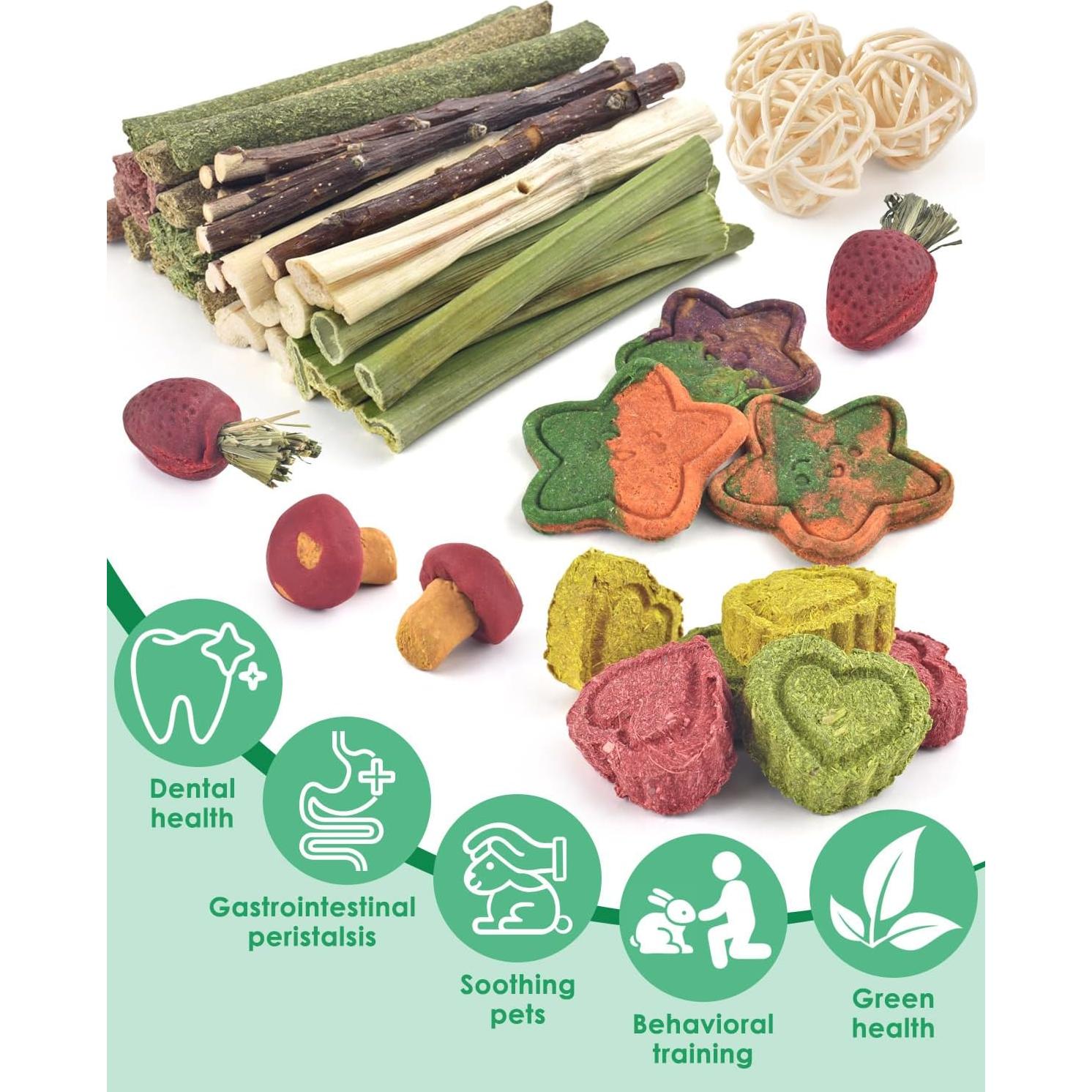 Juguetes para Masticar ERKOON 53 Piezas para Conejos y Hámsters