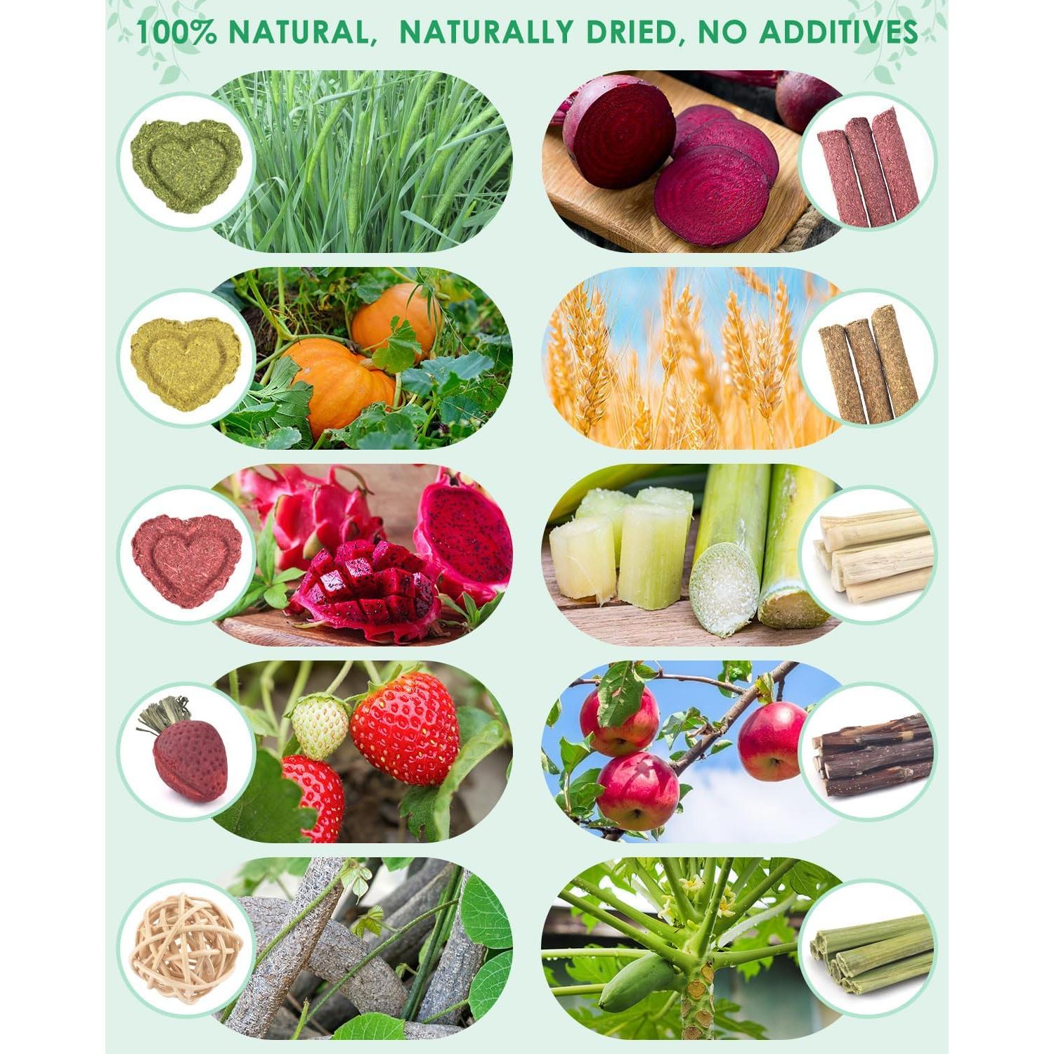 Juguetes para Masticar ERKOON 53 Piezas para Conejos y Hámsters