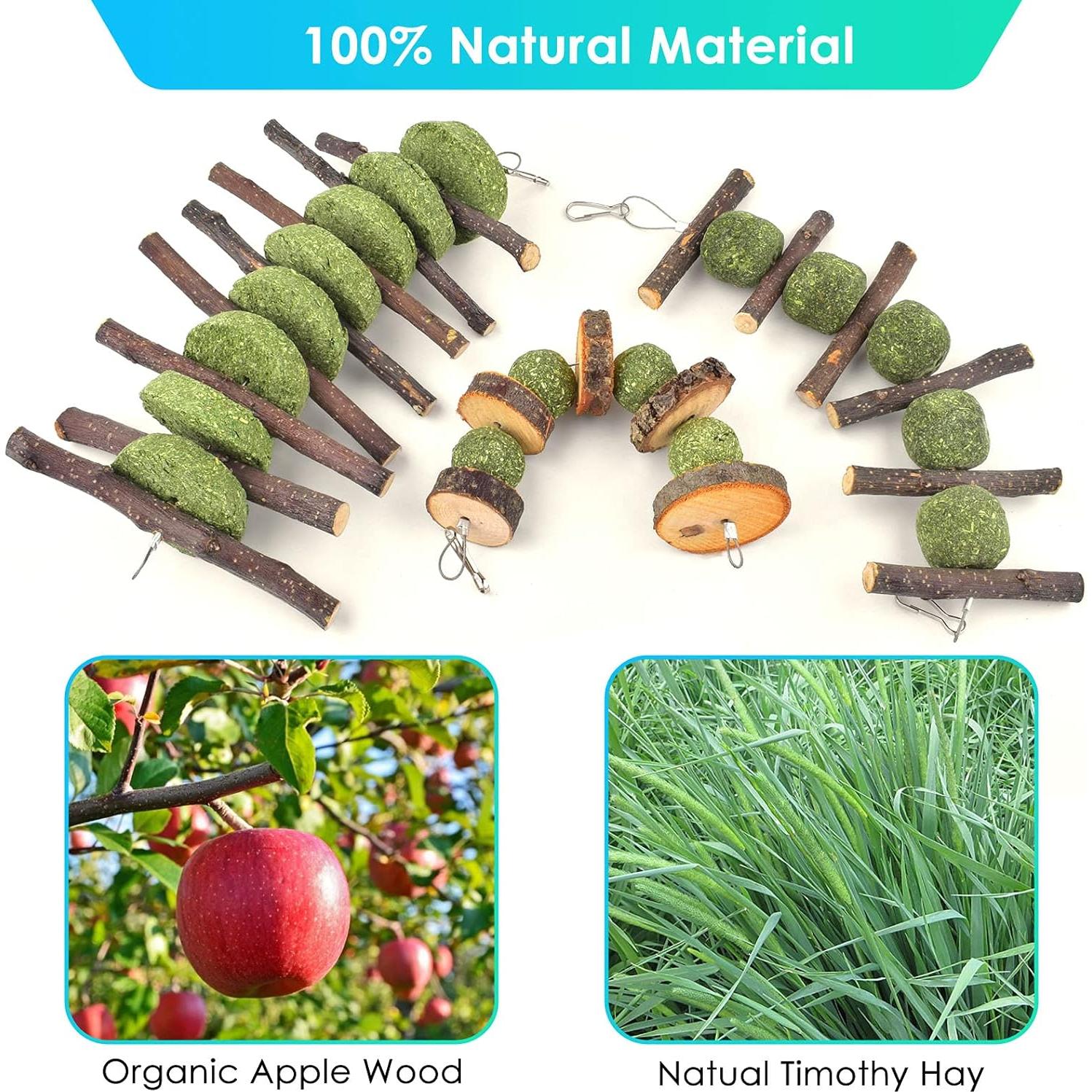 Juguetes de Masticar para Conejos ERKOON 3 Pcs 100% Madera