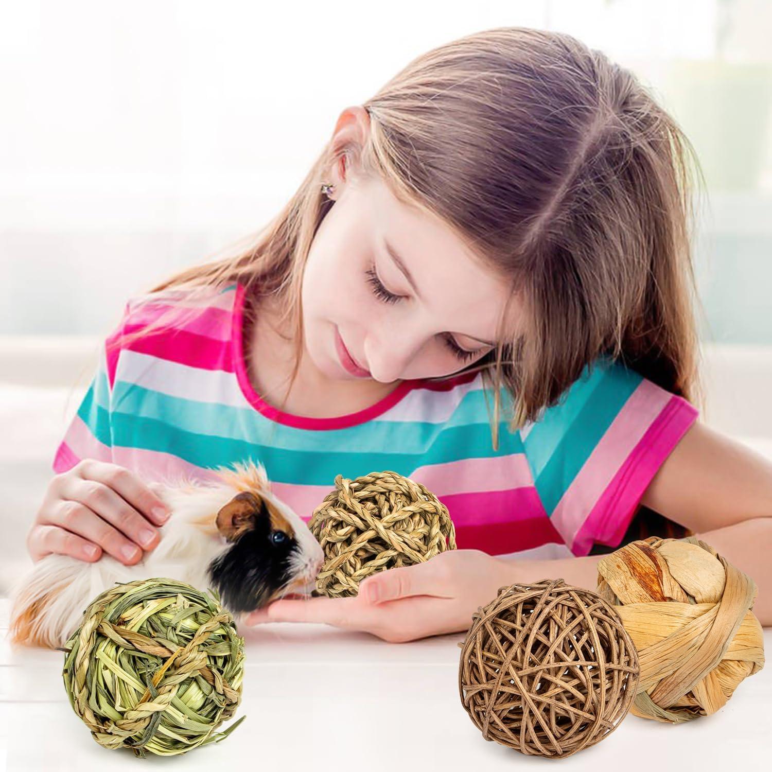 Juguetes para Conejos Sofier 8 Pcs Bolas de Hierba Naturales