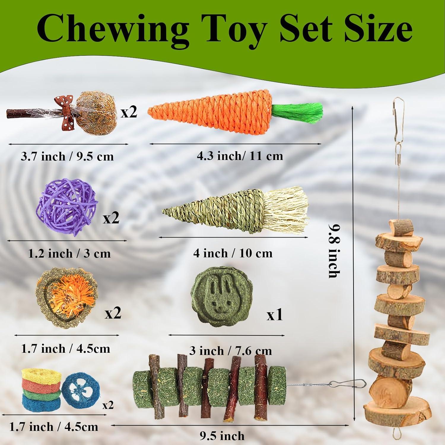 Juguetes de Masticar para Conejos RUNANIA - 10 Piezas Naturales