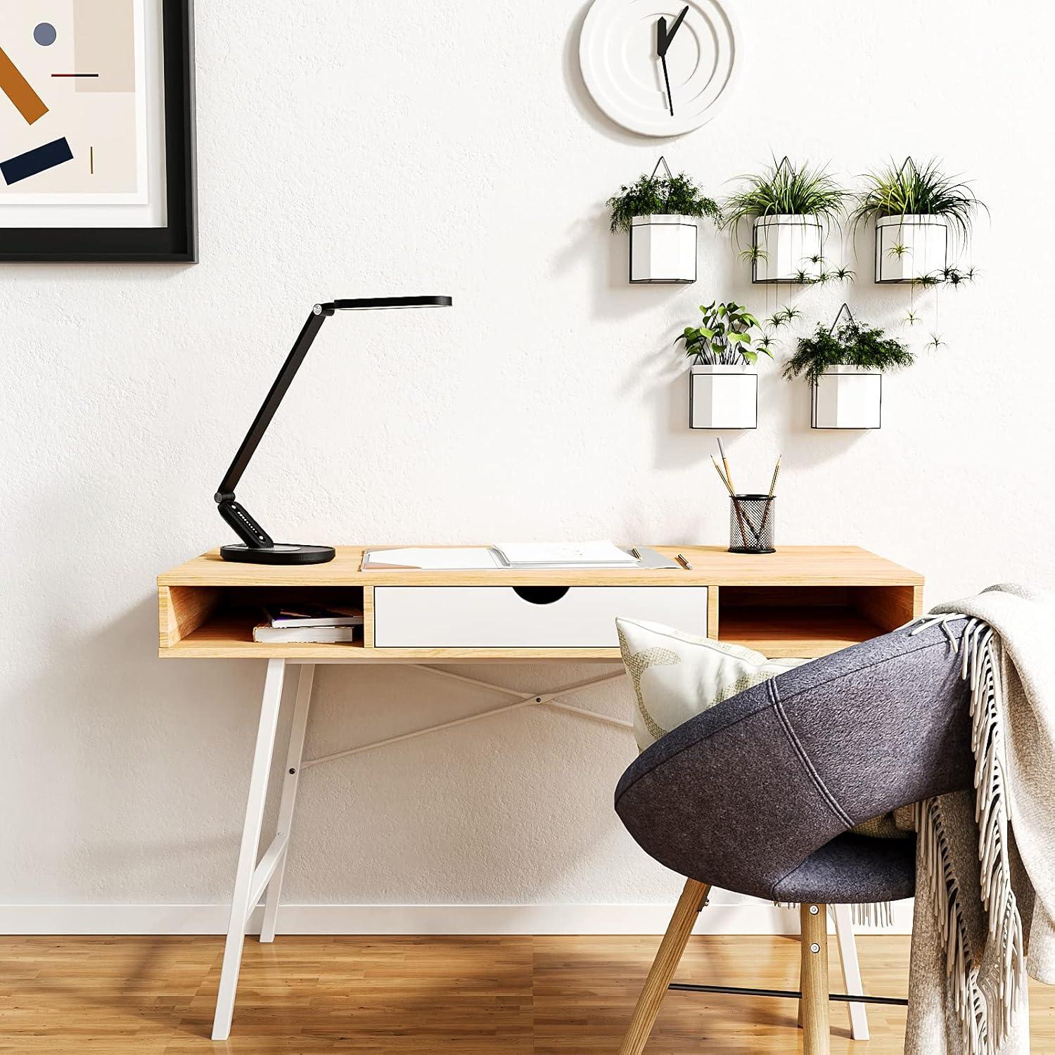 Lámpara de Escritorio LED JKSWT 10W Regulable USB Negra