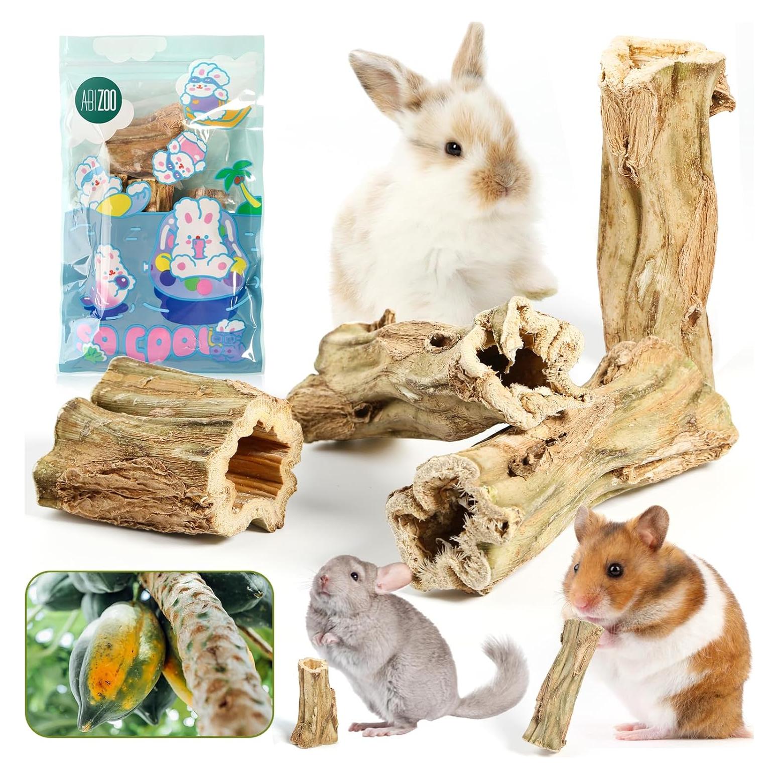Juguetes de Masticar Abizoo para Conejos - 4 Piezas de Papaya