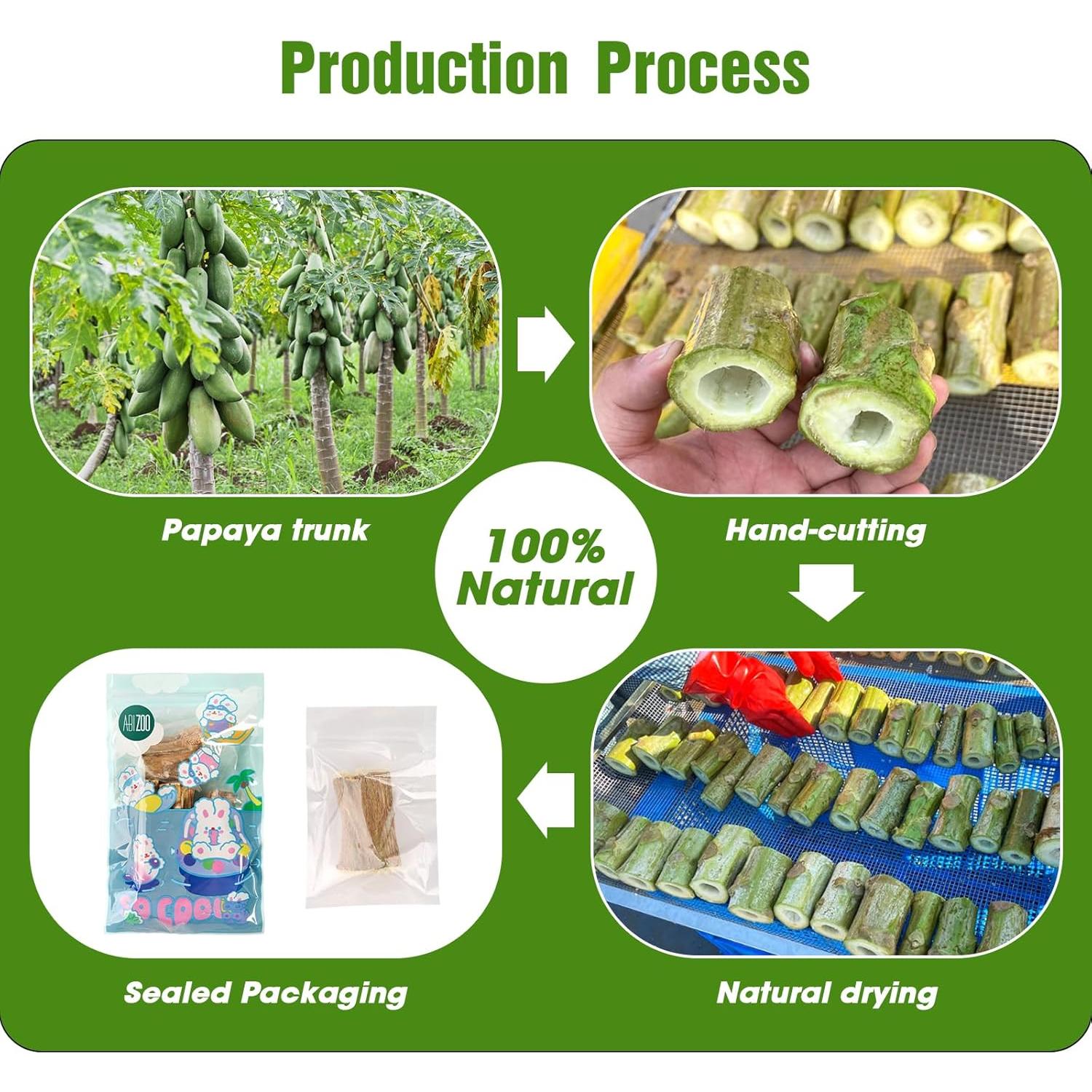 Juguetes de Masticar Abizoo para Conejos - 4 Piezas de Papaya