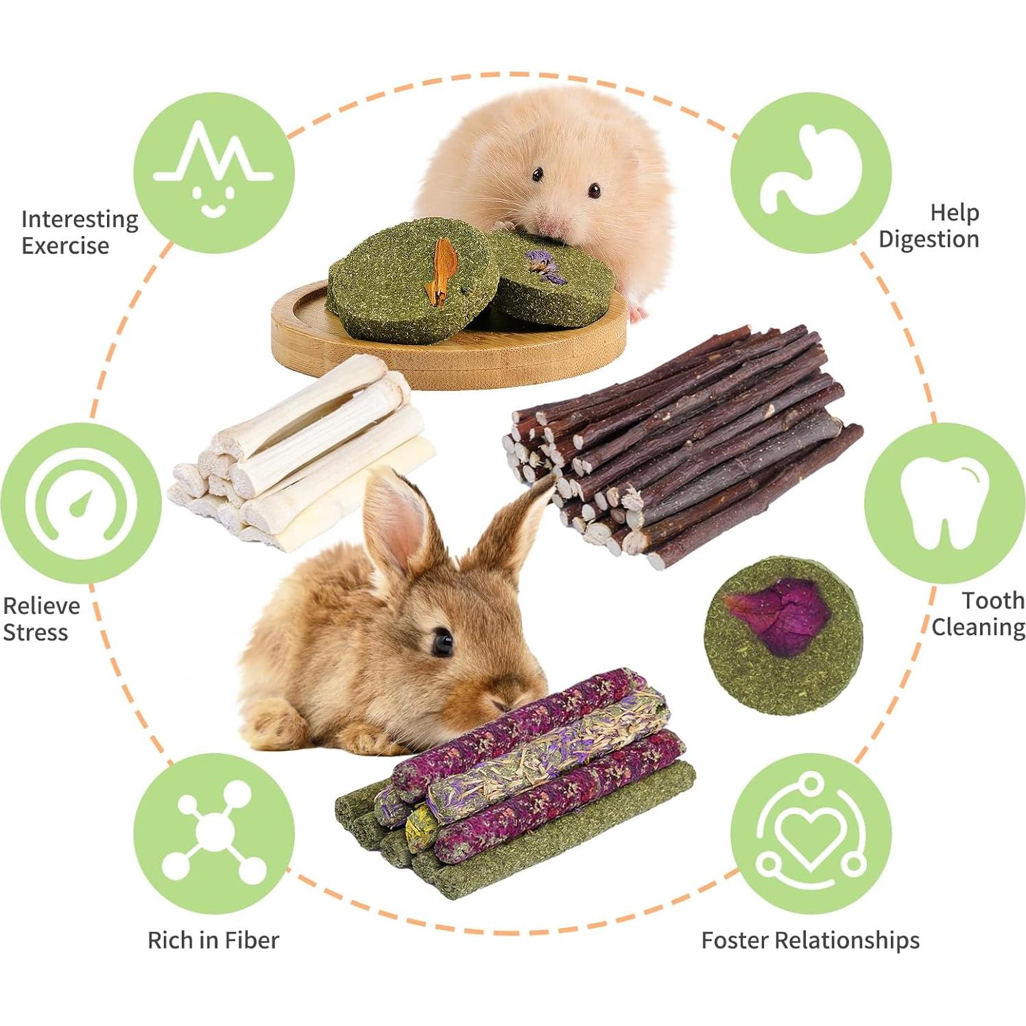 Set de Juguetes para Roer Conejos y Hámsteres JOUSONTY 50-60 Pcs