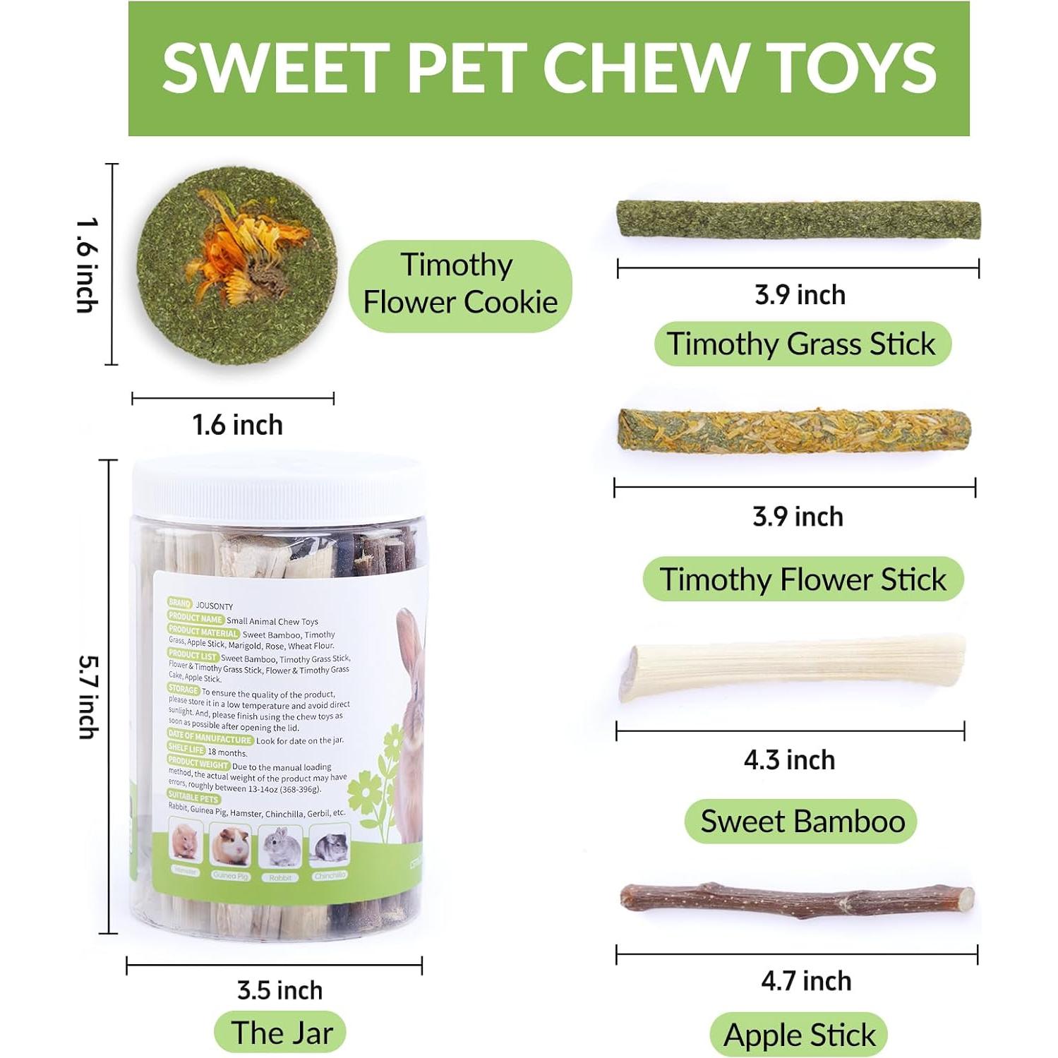 Set de Juguetes para Roer Conejos y Hámsteres JOUSONTY 50-60 Pcs