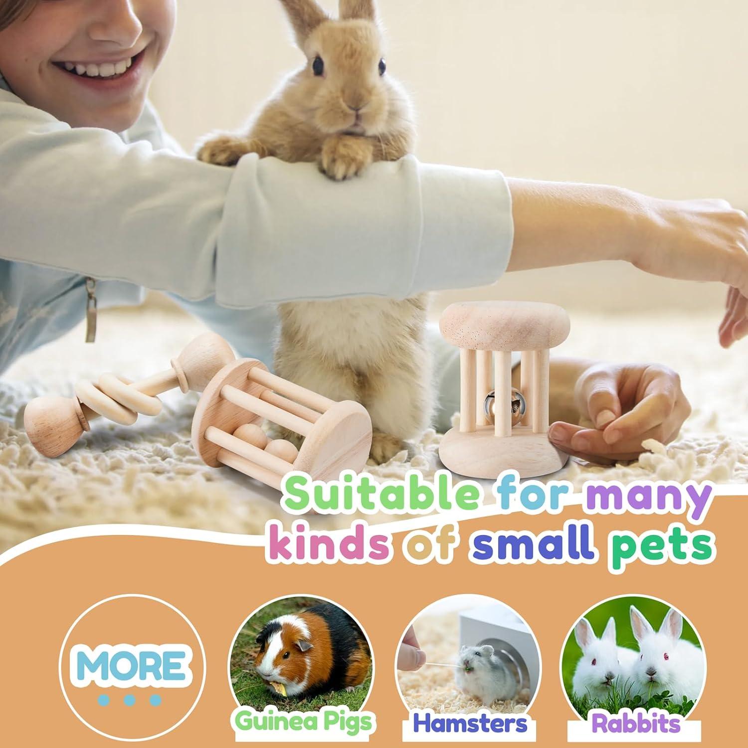 Juguetes de Madera para Conejos AOWPFVV - 3 Piezas Multicolor