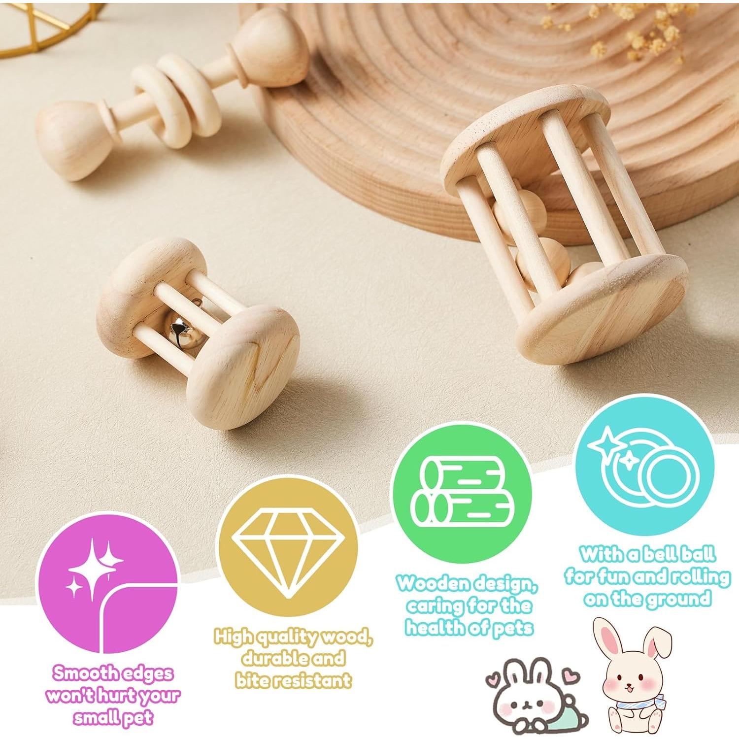 Juguetes de Madera para Conejos AOWPFVV - 3 Piezas Multicolor