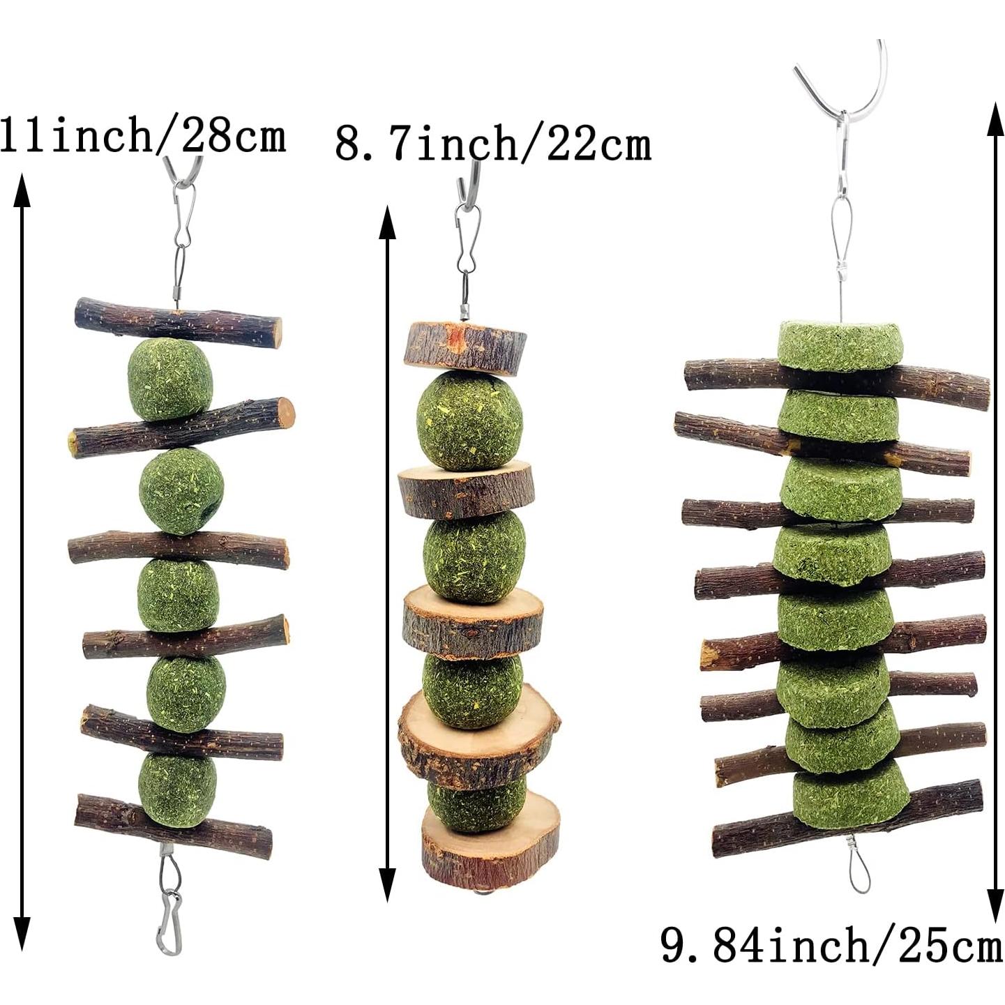 Juguetes de Masticar para Conejos MYYZMY - 3 Pcs de Madera Natural