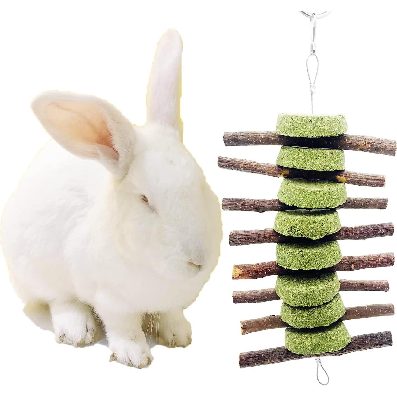 Juguetes de Masticar para Conejos MYYZMY - 3 Pcs de Madera Natural