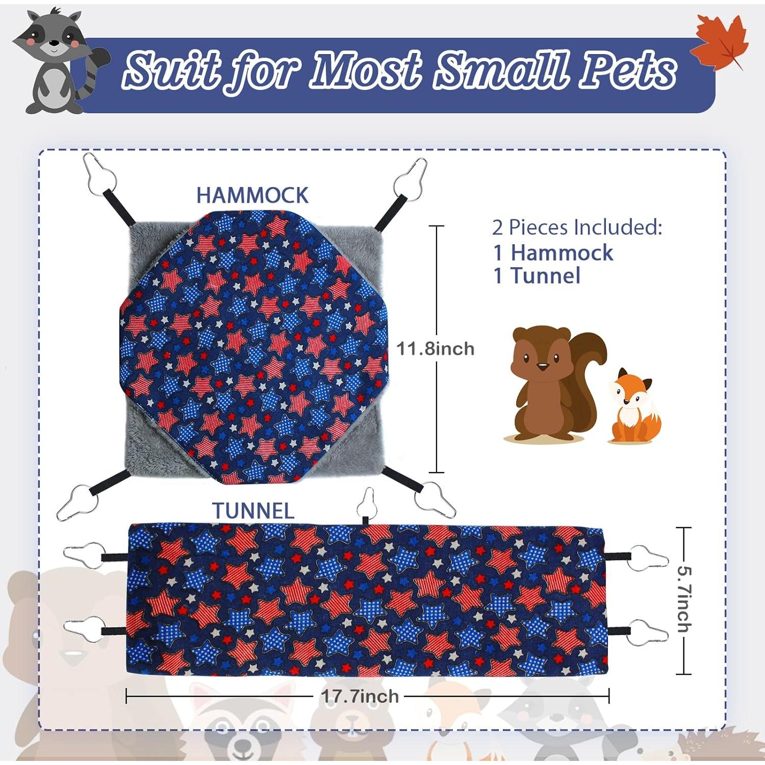 Juego de Hamaca y Túnel para Hurones y Hámsters Azul