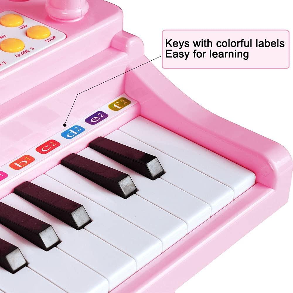 Piano Infantil Conomus 31 Teclas Rosa con Micrófono y Taburete
