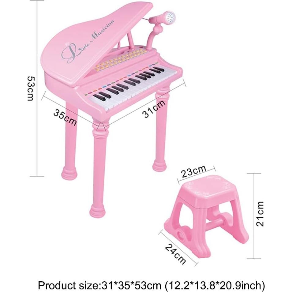Piano Infantil Conomus 31 Teclas Rosa con Micrófono y Taburete