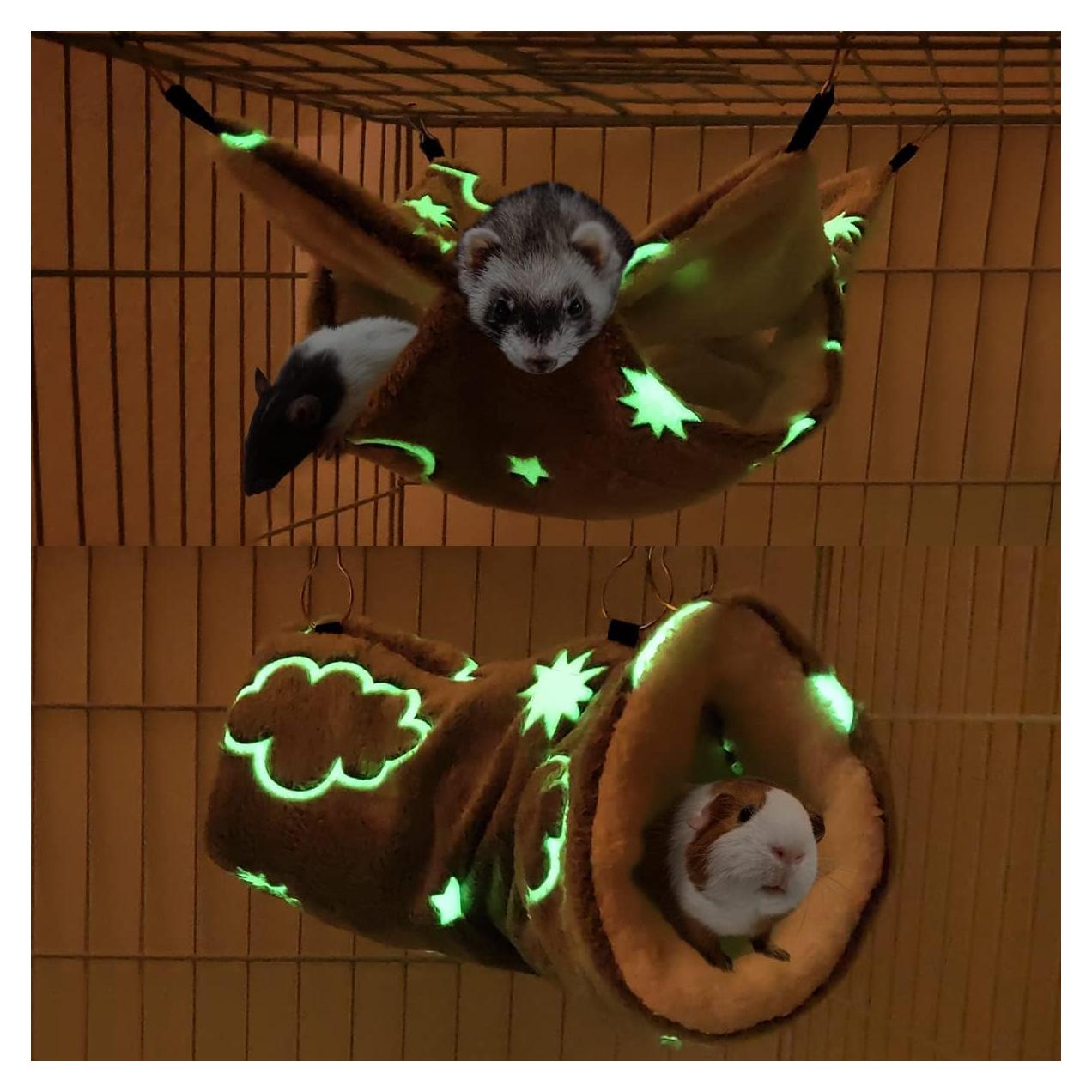 Hamaca y Túnel Noctilucente para Mascotas LEFTSTARER 34x34cm