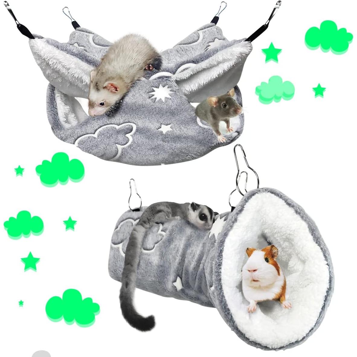 Hamaca y Túnel Noctilucente para Mascotas LEFTSTARER 34x34cm