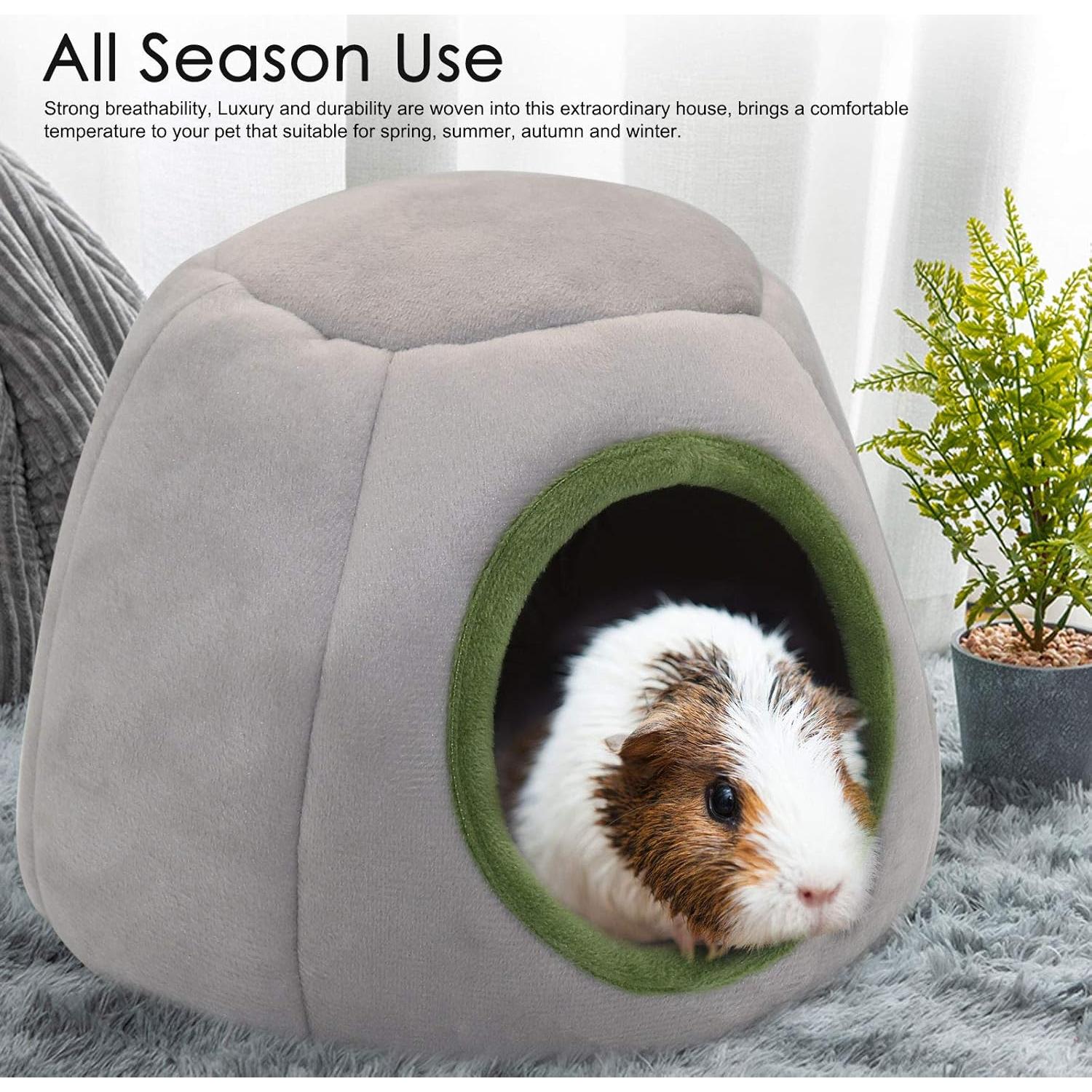 Cama para Cobayas YUEPET 2 Piezas - Refugio Lavable Verde y Gris