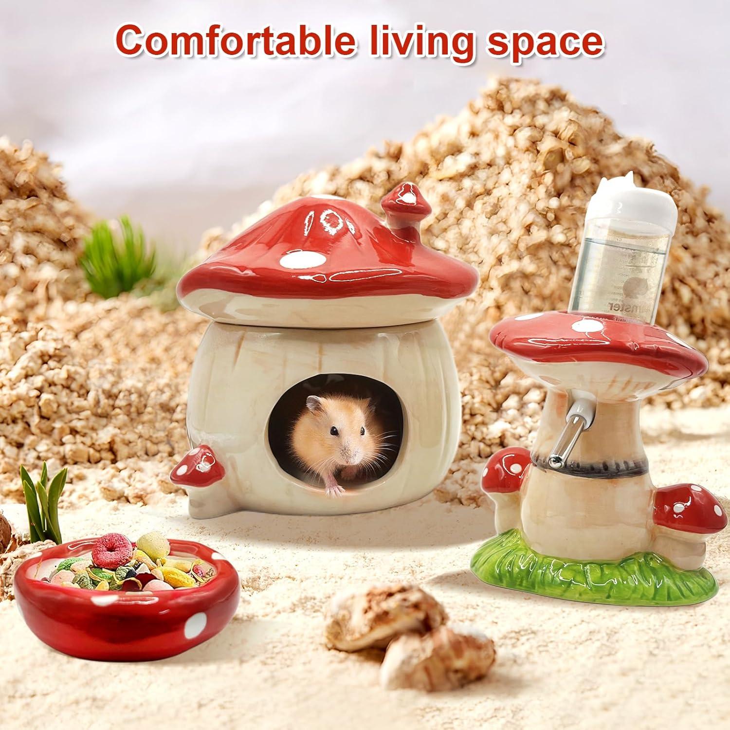 Accesorios para Hámster Beleatal: Escondite Cerámico, Botella y Cuenco