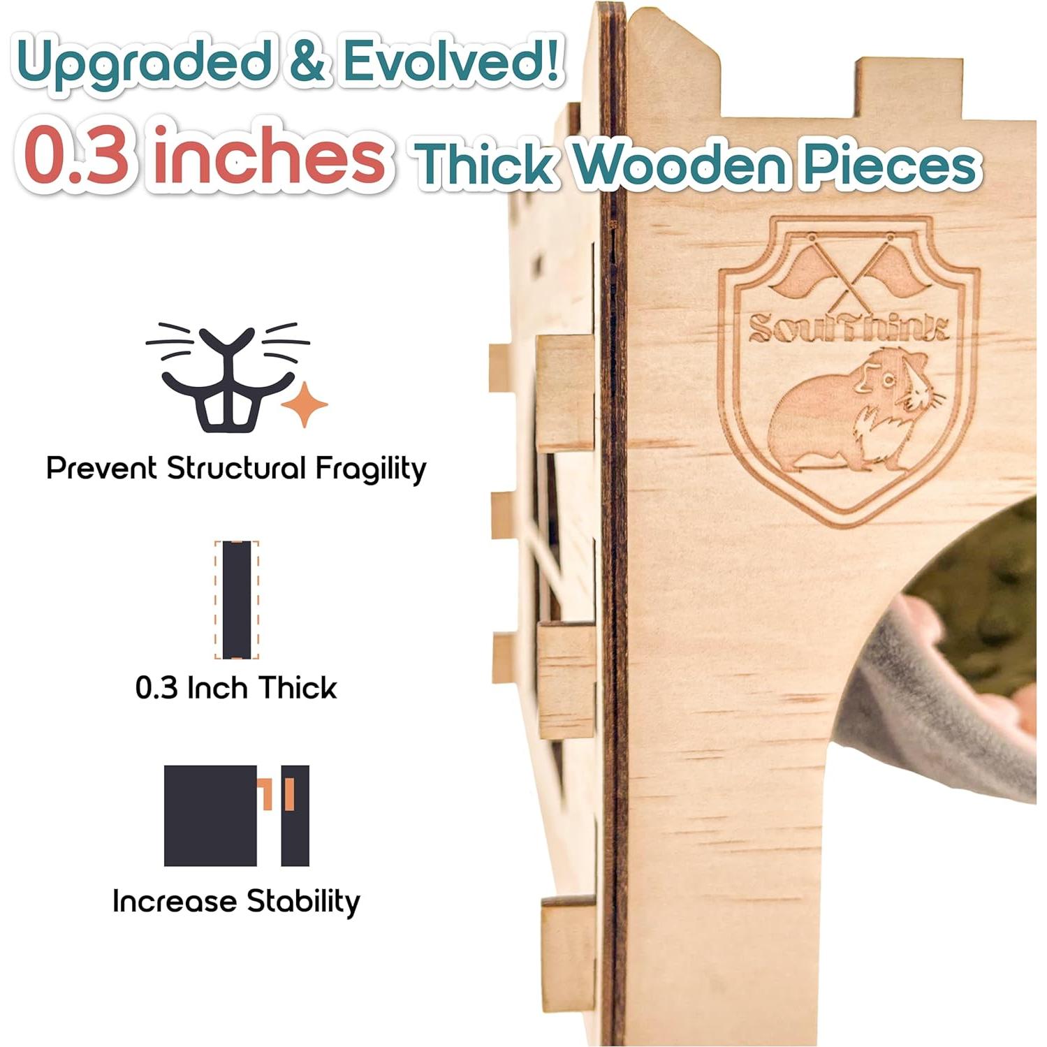 Castillo de Madera para Cobayas SoulThink con Hamaca y Rampa