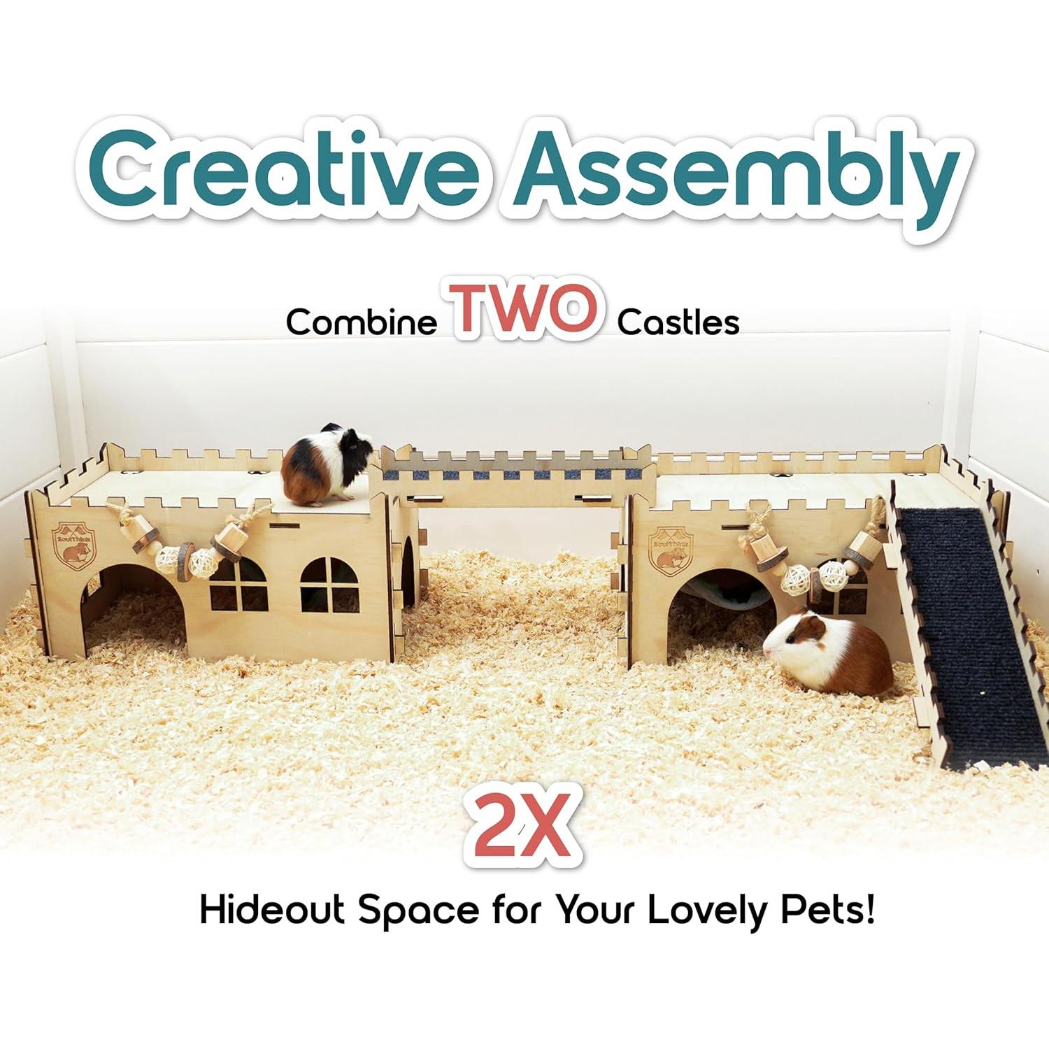 Castillo de Madera para Cobayas SoulThink con Hamaca y Rampa