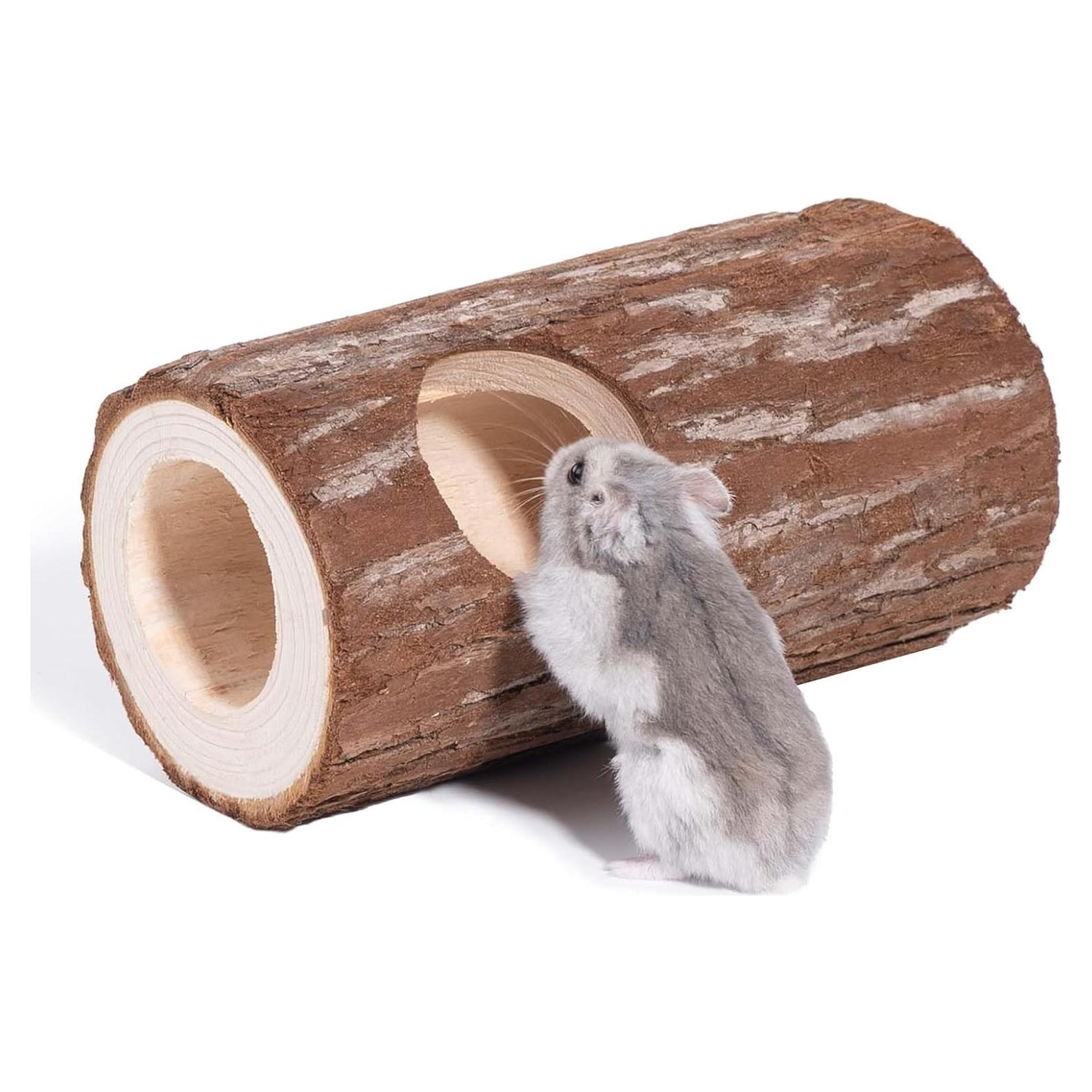 Túnel de Madera Natural Niteangel para Hámster y Ratones 5 cm