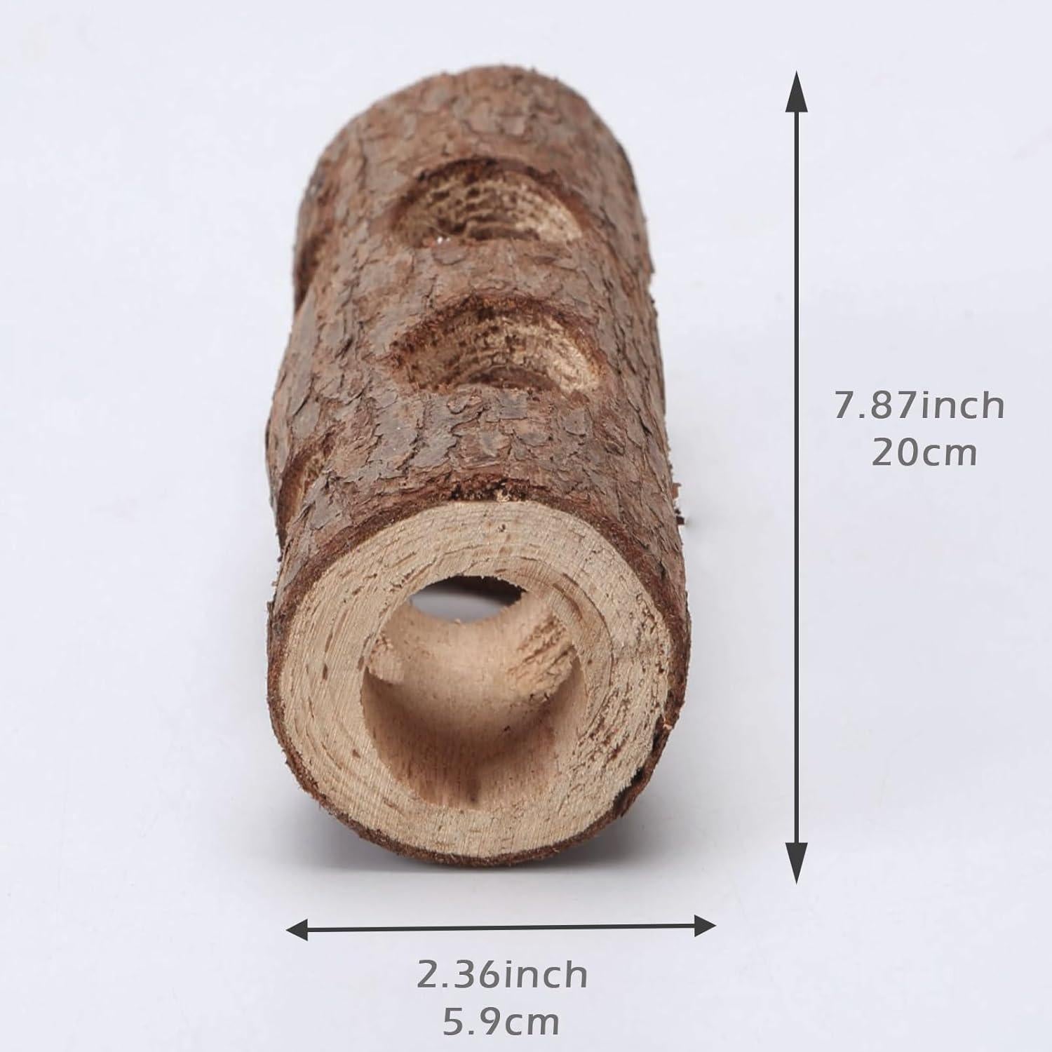 Túnel de Madera Natural 20 cm para Hámster y Pequeños Animales