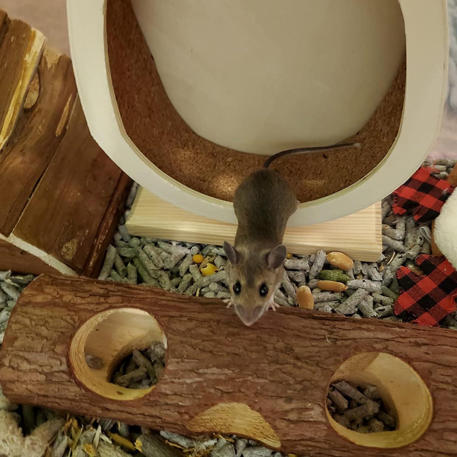 Túnel de Madera Natural 20 cm para Hámster y Pequeños Animales