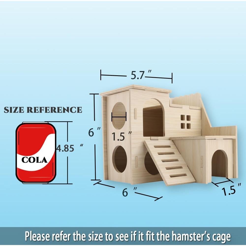 Casa de Madera Laberinto Kcrygogo para Hámster Pequeño 15cm