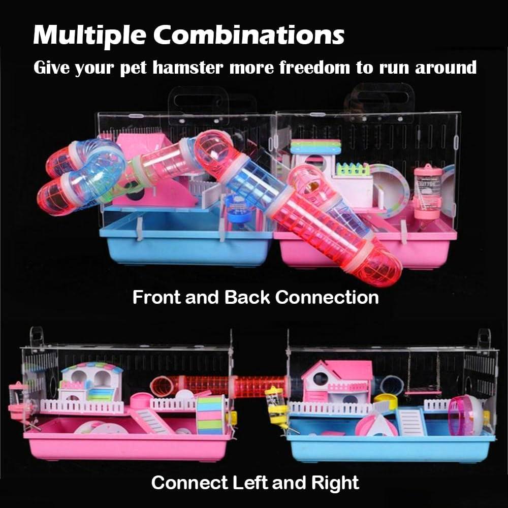 Kit de Tubos para Hámster IBEQUEM - 16 Tubos y Rueda Azul