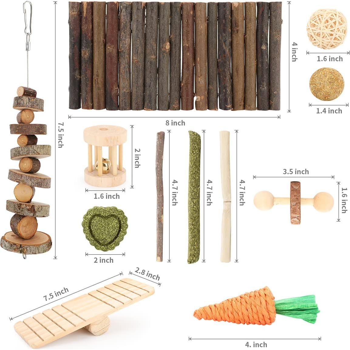 Juguetes Masticables para Hámster YIXUND - 12 Accesorios Naturales