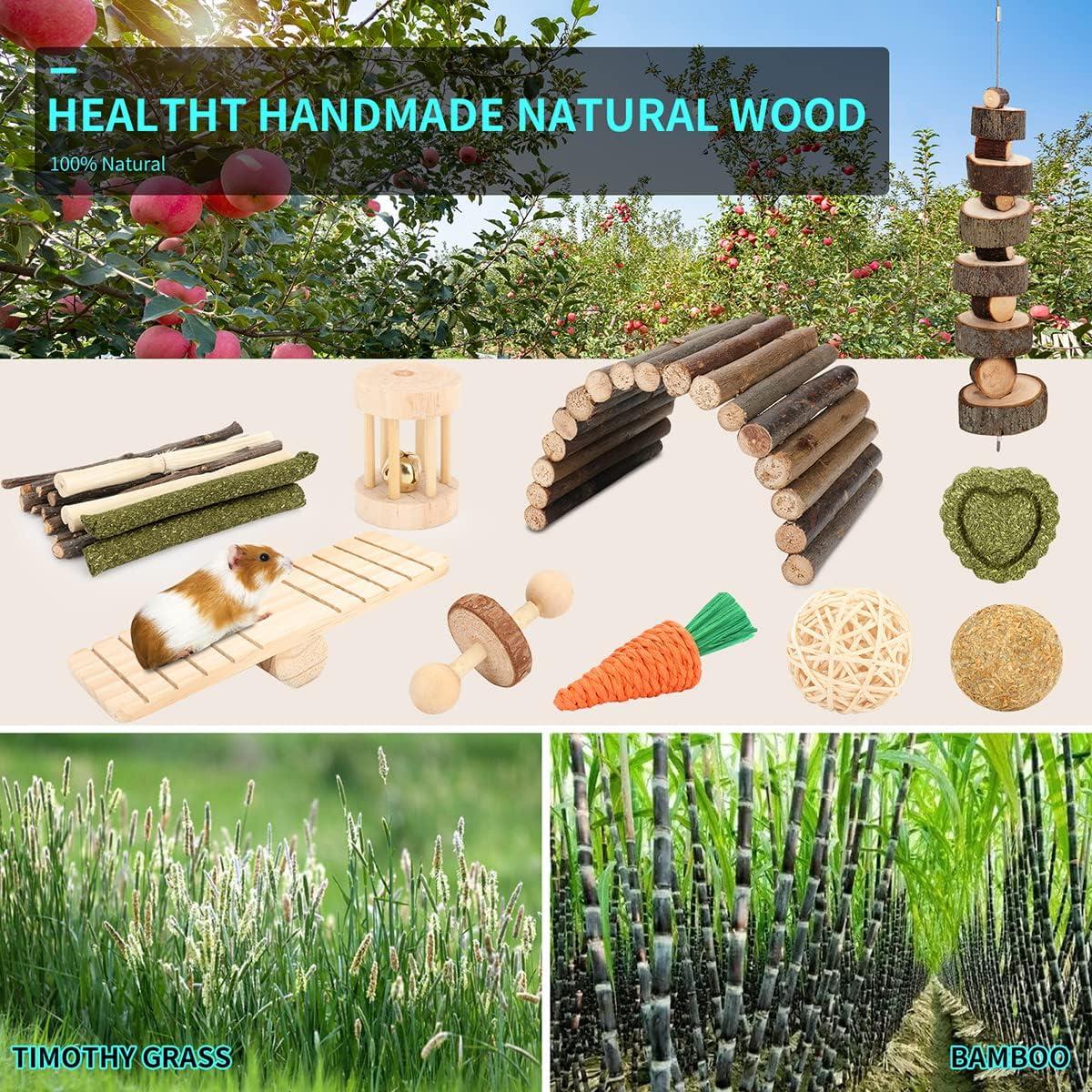 Juguetes Masticables para Hámster YIXUND - 12 Accesorios Naturales