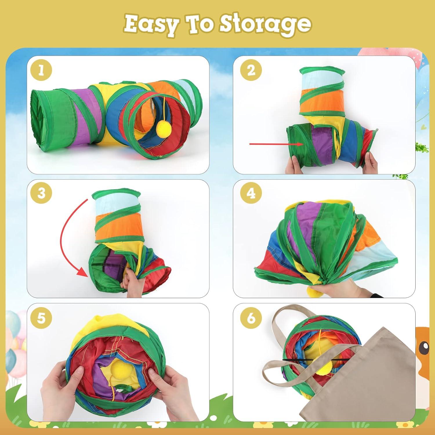 Túnel Plegable para Cobayas Rypet Arcoíris 3 Vías 45x15 cm