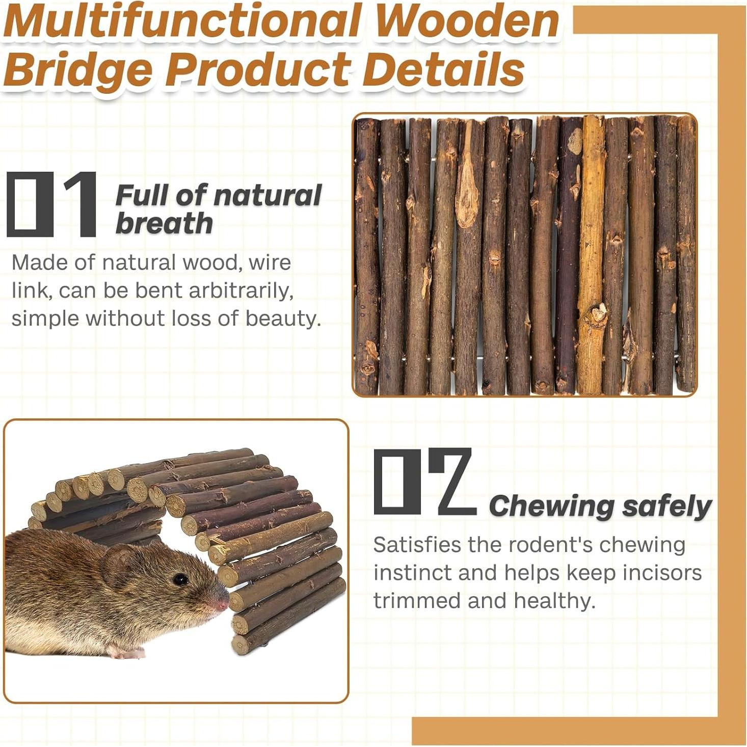 Puentes de Madera para Hámster PINVNBY 2 PCS - Juguetes Naturales