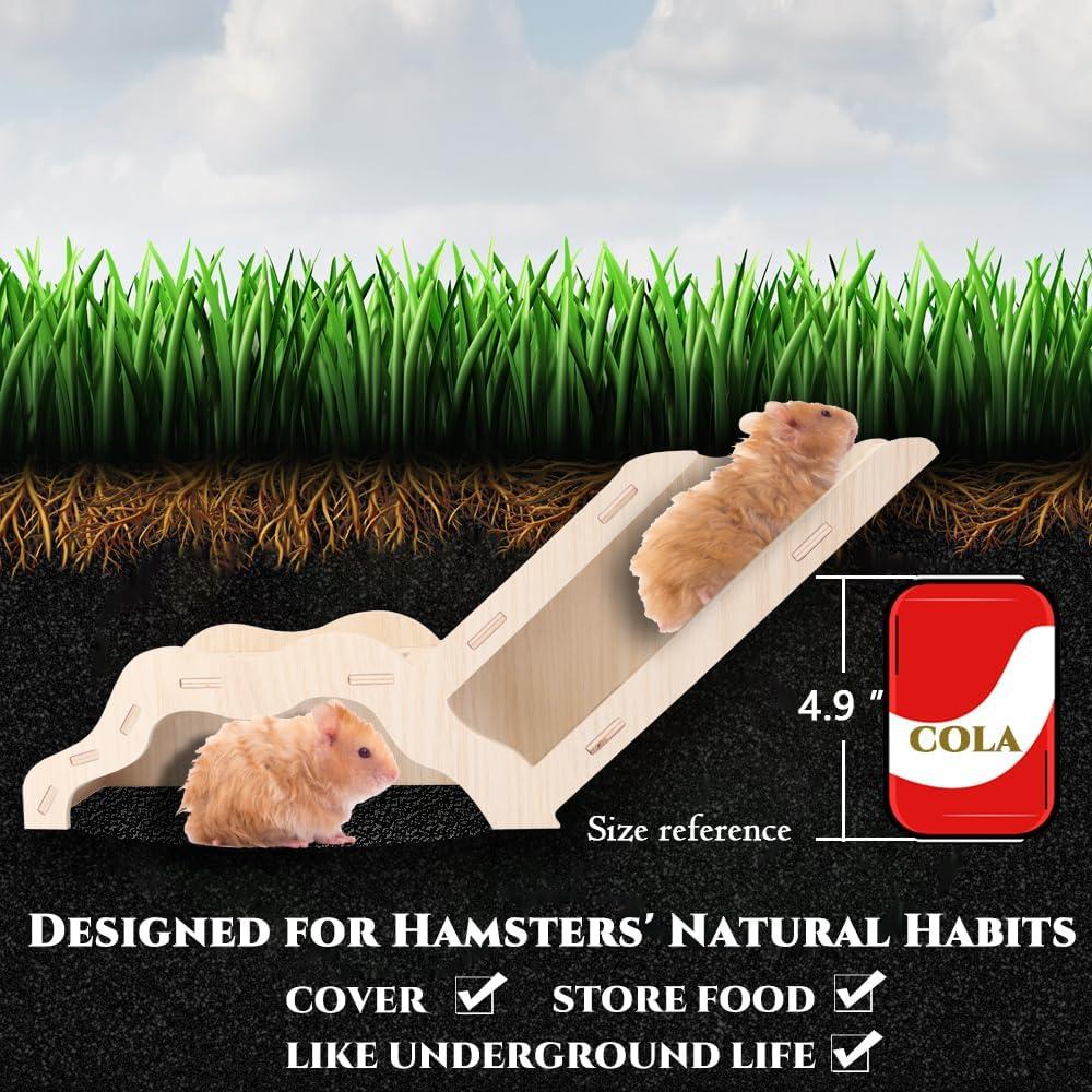 Conjunto de Exploración para Hámster Sirio Grande - Túnel de Madera Natural