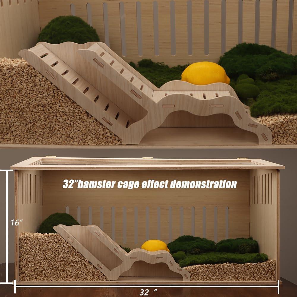 Conjunto de Exploración para Hámster Sirio Grande - Túnel de Madera Natural