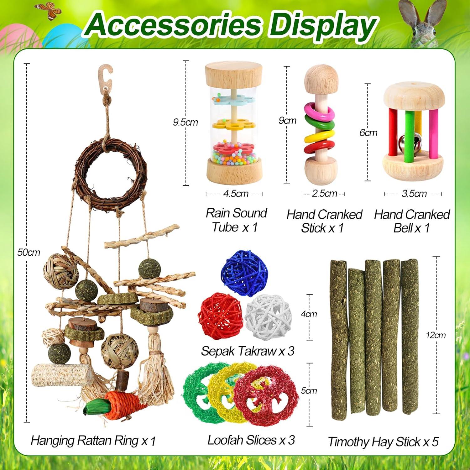 15 Juguetes para Conejos y Roedores EVISWIY - Madera Natural